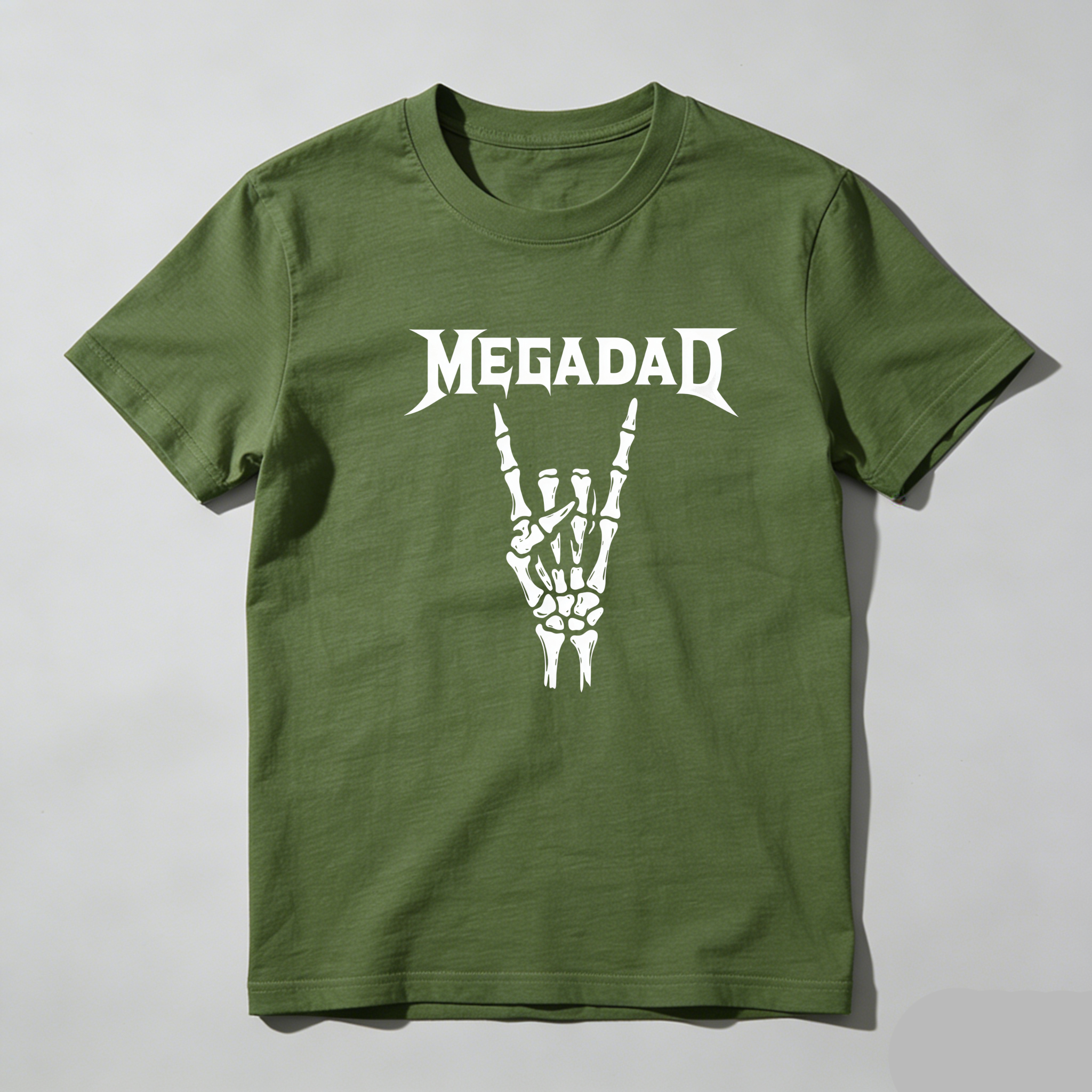 TEECURENT Megadeth Logo Skeleton Hand Pure Cotton Short Sleeve T Shirt-TeeCurent