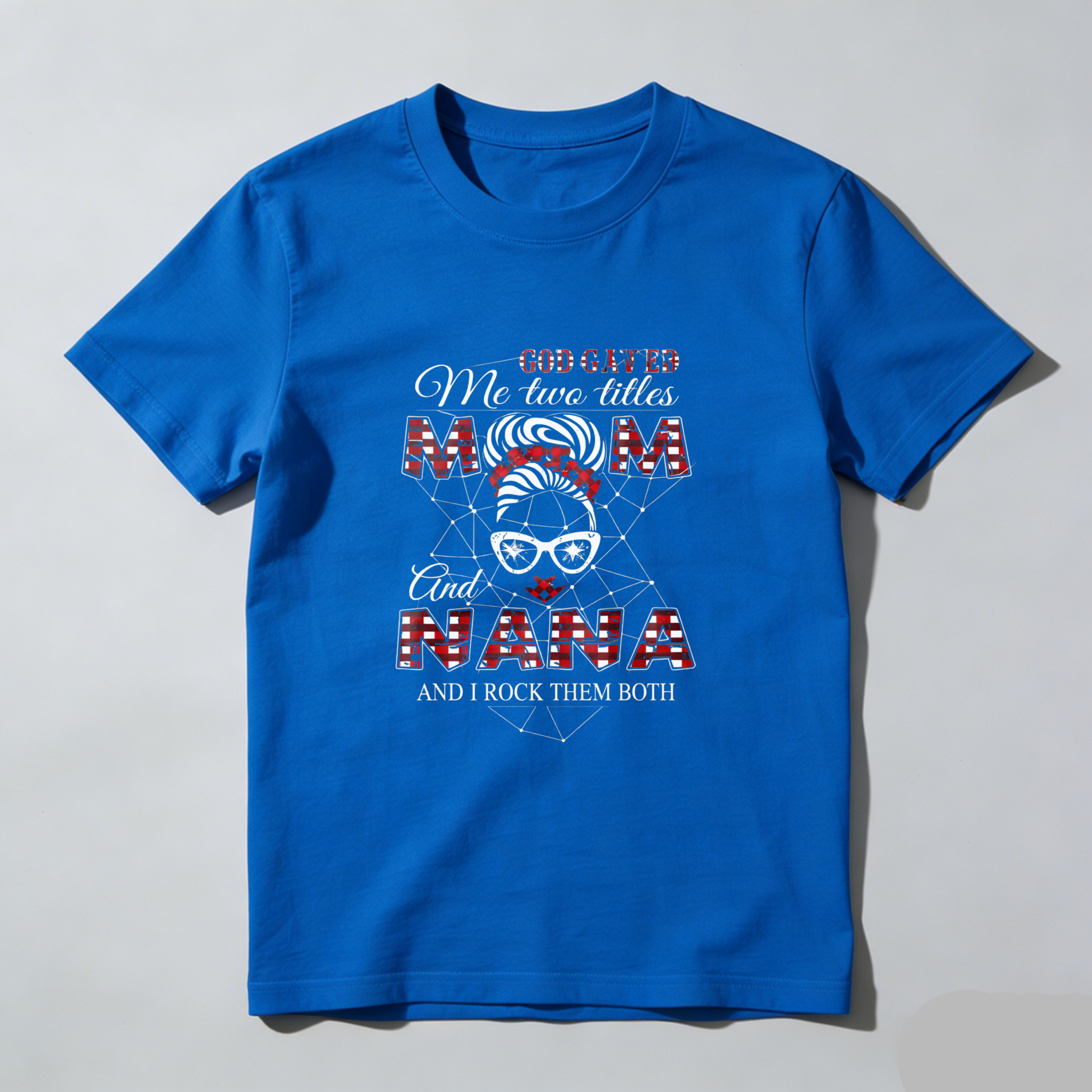 TEECURENT God Gave Me Two Titles Mom And Nana And I Rock Them Both T Shirt WOMEN