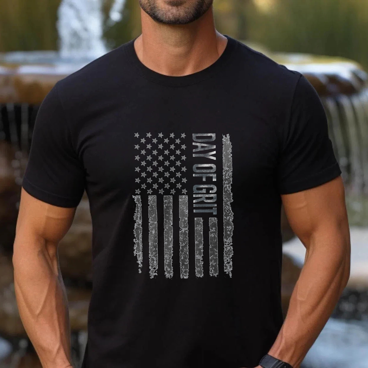 Day Of Gray American Flag T Shirt Made In Usa Patriotic Black Tee Men Women Unisex Apparel