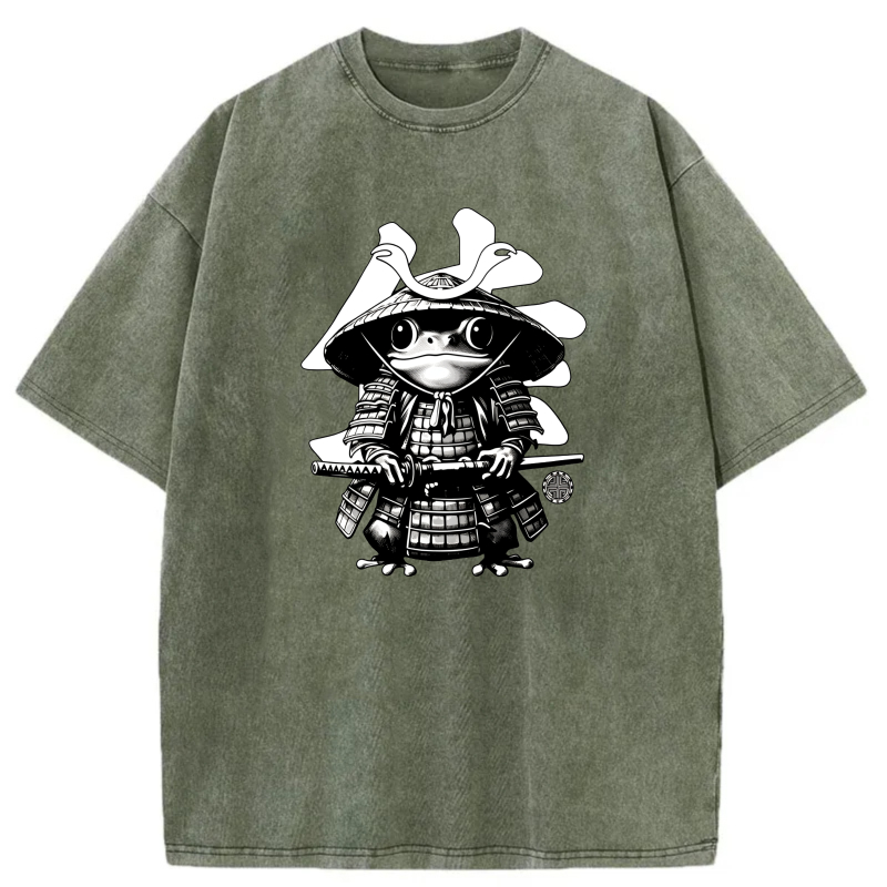 Samurai Frog With Hat And Sword tshirt 100% cotton