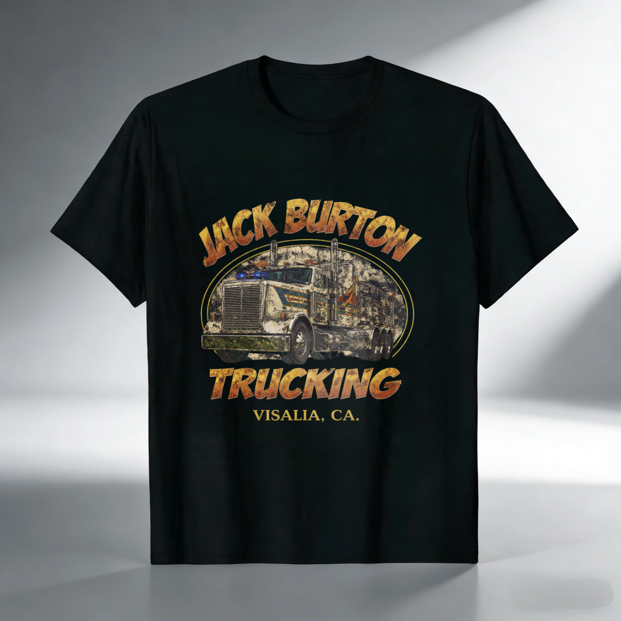 TEECURENT Jack Burton Trucking Visalia Ca T Shirt Men's Classic Fit Cotton Graphic Tee Apparel