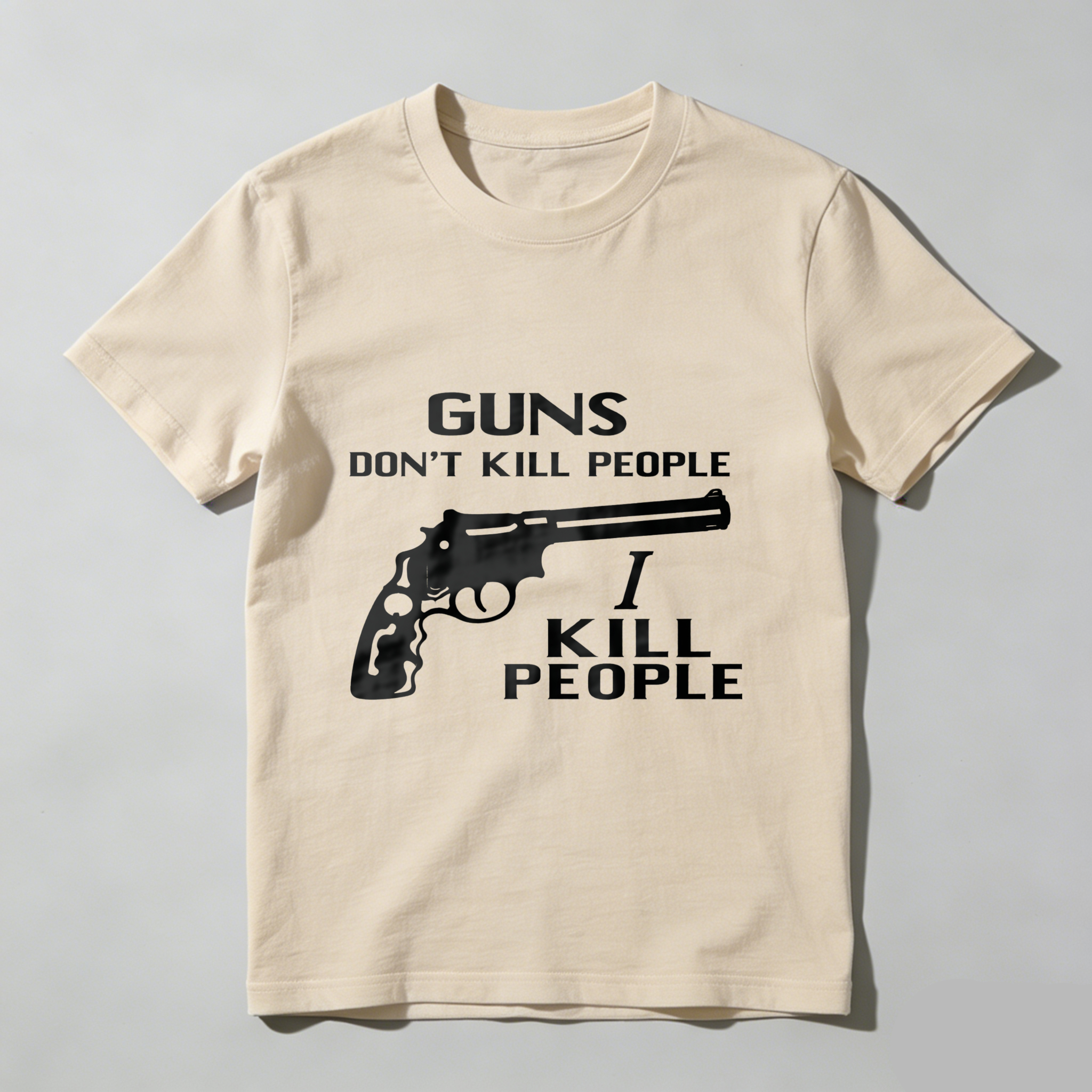 TEECURENT Guns Dont Kill People I Kill People T Shirt With Pistol Graphic Black Cotton Tee Men Women Unisex Apparel