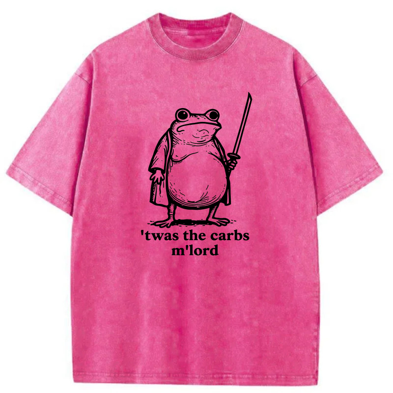 Frog With Sword And Text Twas The Carbs M'lord tshirt 100% cotton