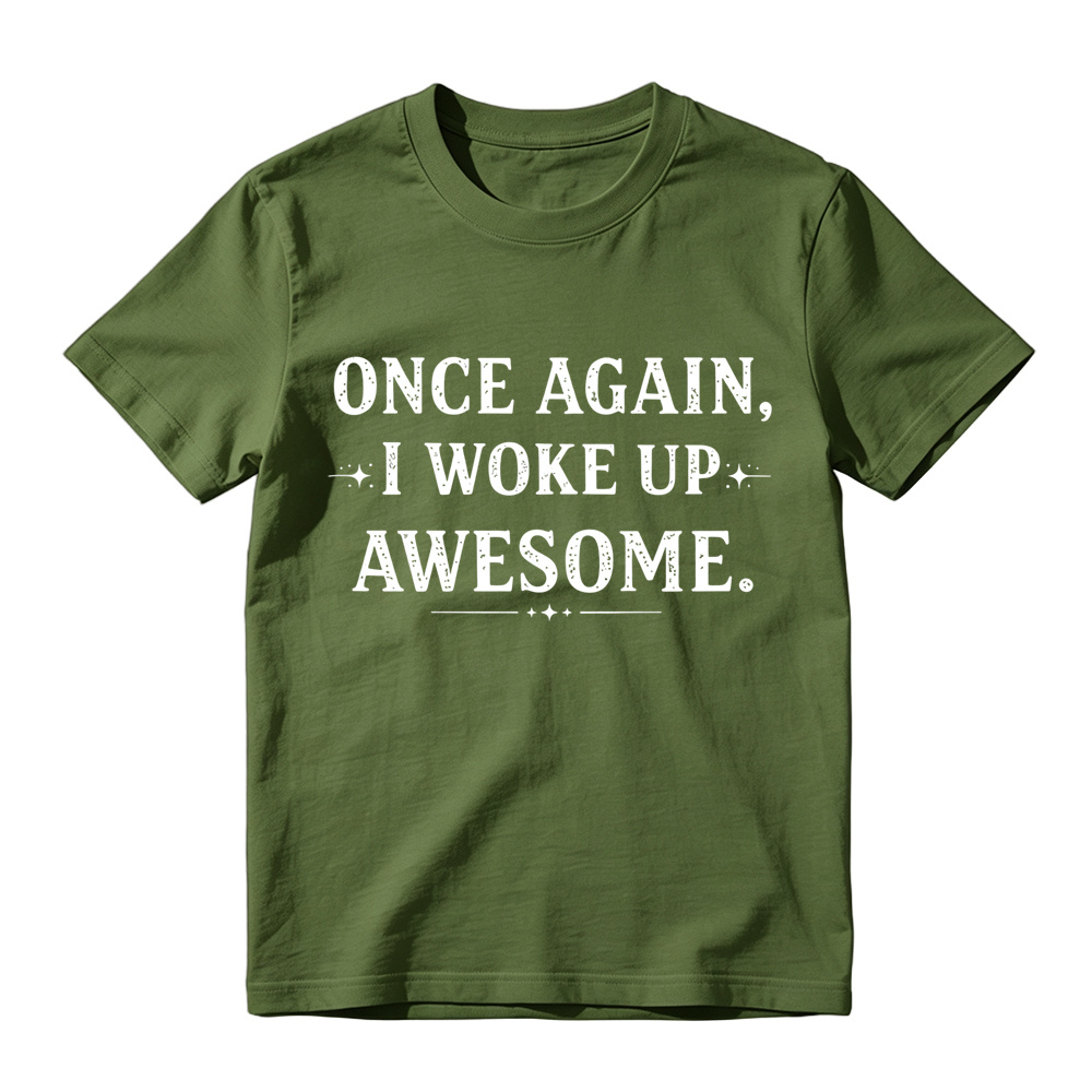 Once Again I Woke Up Awesome Vintage Star Accent Graphic Tee