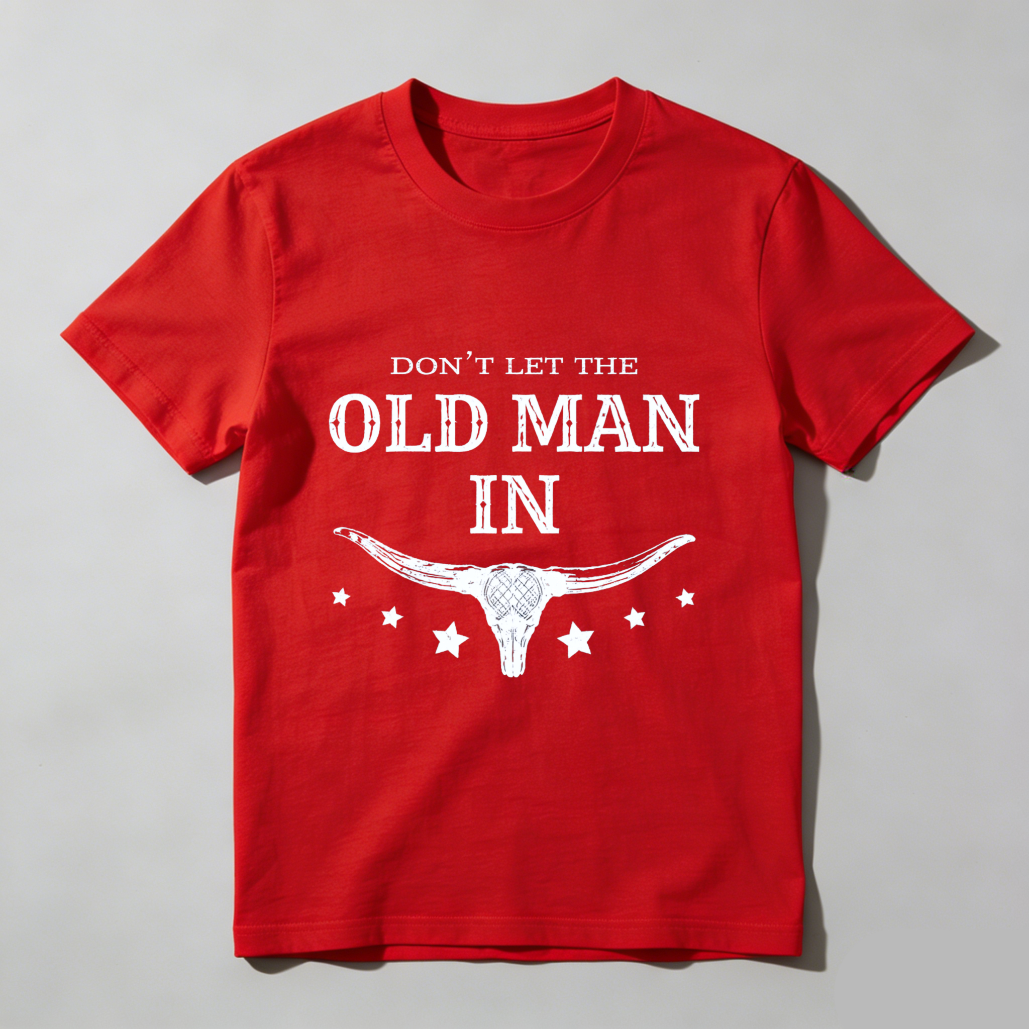 TEECURENT Dont Let The Old Man In Texas Longhorn Skull T Shirt
