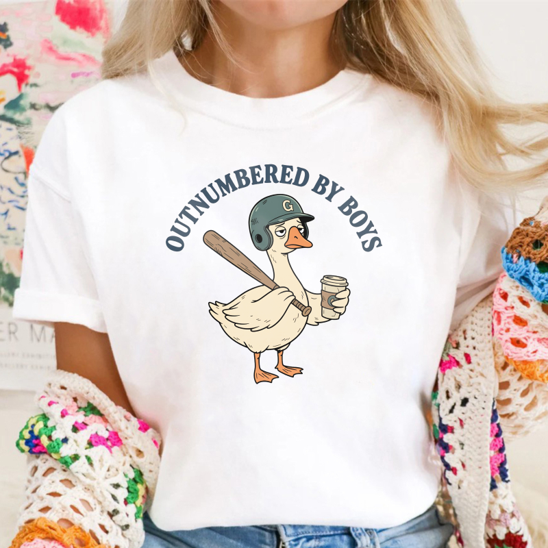 Comfort Colors Outnumbered By Boys Baseball Mom Goose Funny T-shirt