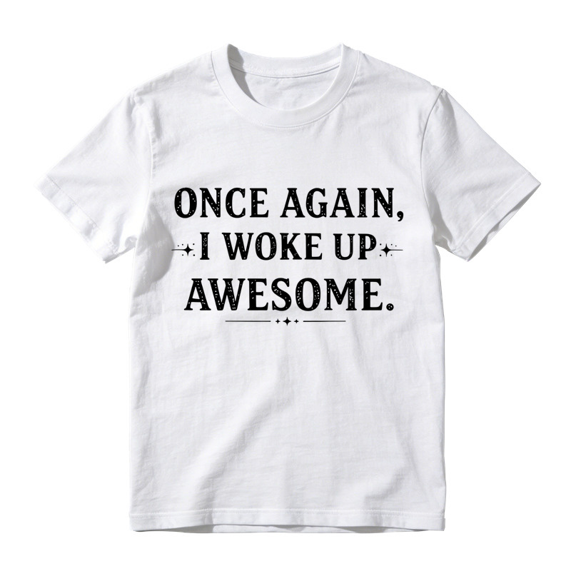 Once Again I Woke Up Awesome Vintage Star Accent Graphic Tee