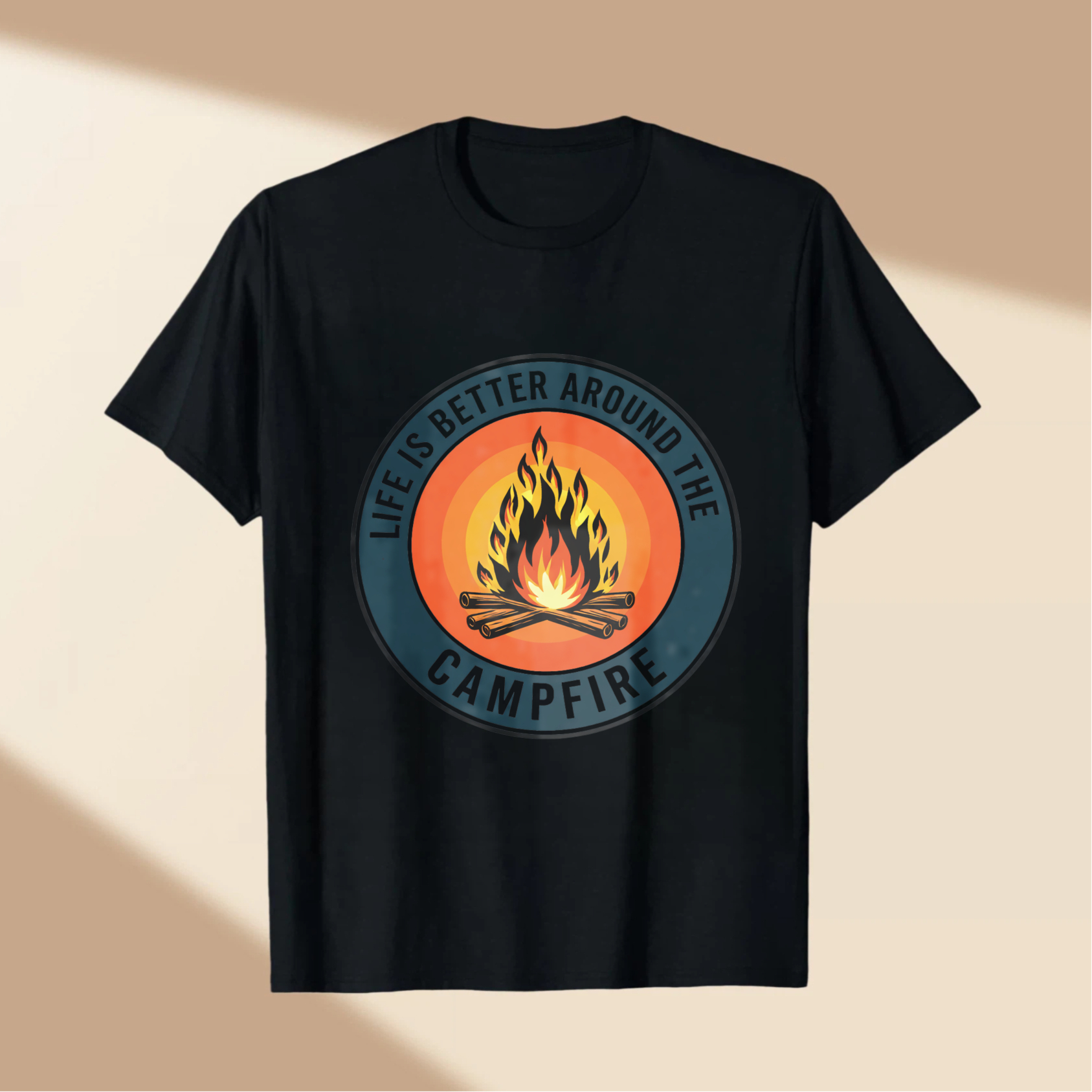 TEECURENT Life Is Better Around The Campfire Outdoor Camping T-Shirt Adventure Nature Flame Design Graphic Tee WOMEN