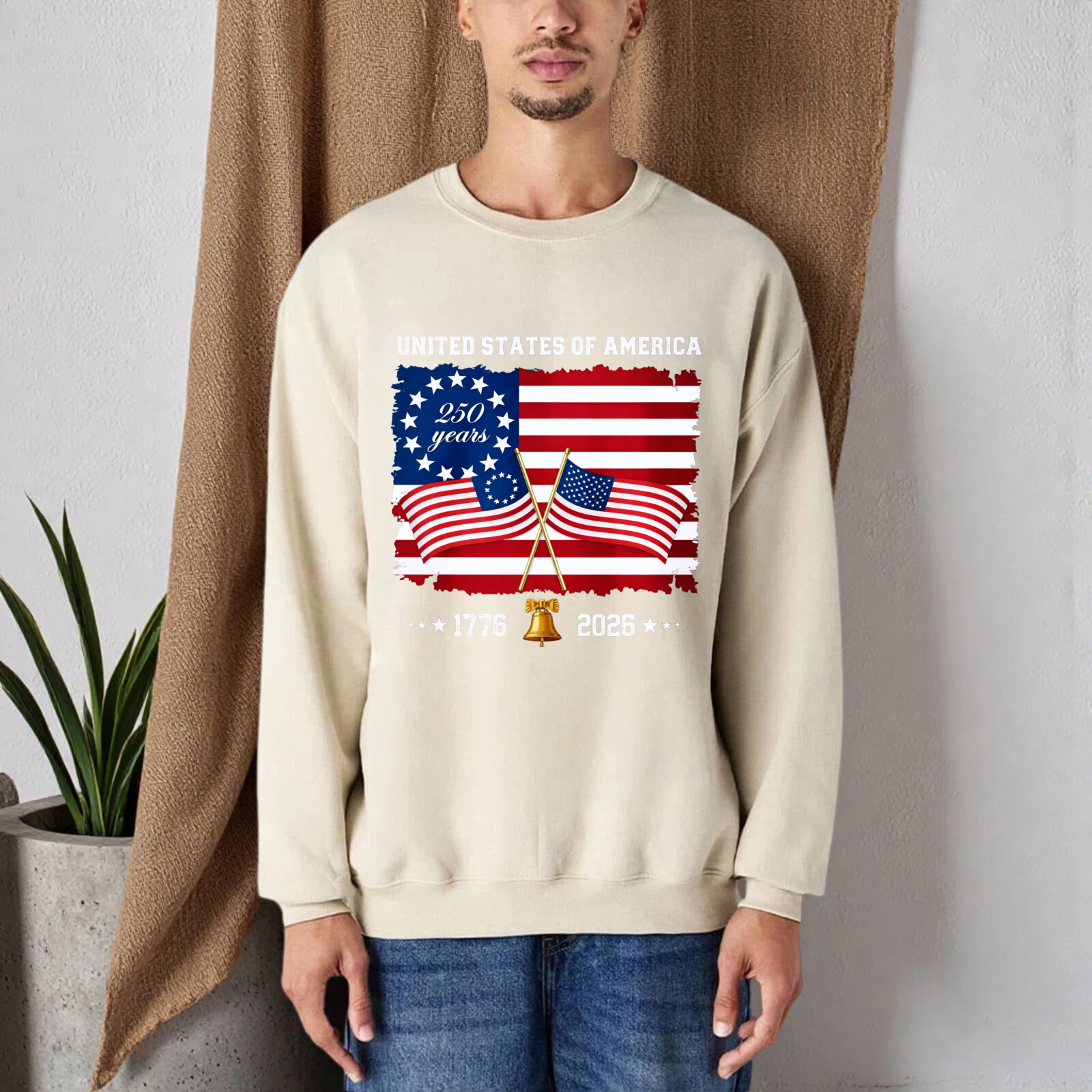 United States Of America 250 Years 1776 2026 Independence Day Flag Sweatshirt