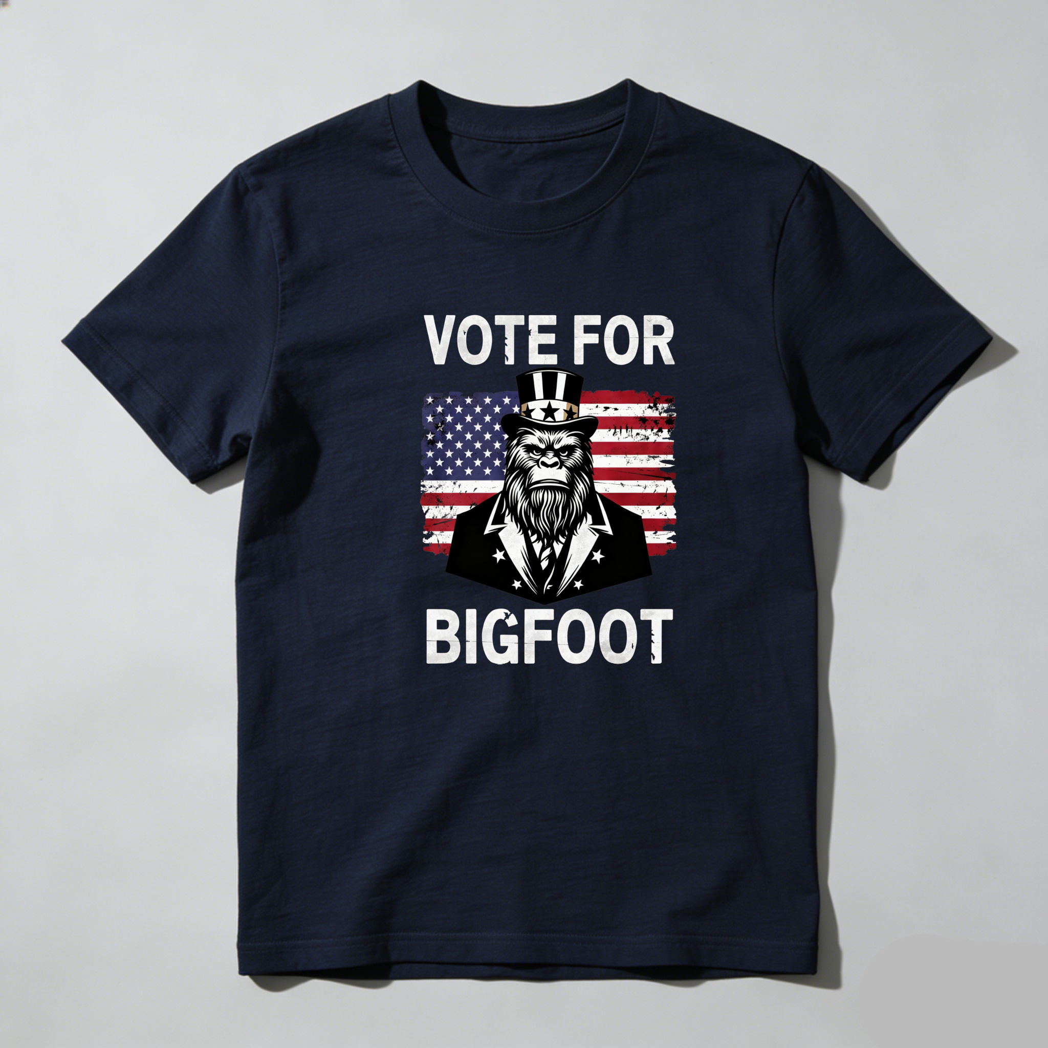 TEECURENT Vote For Bigfoot America Pure Cotton Short Sleeve T Shirt-TeeCurent