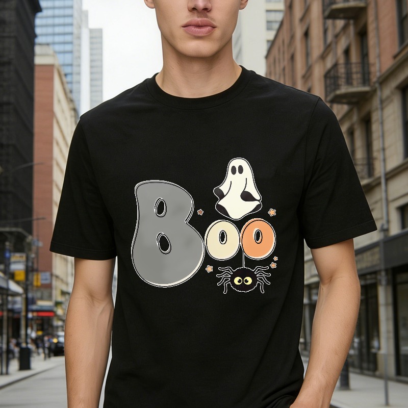 Boo Ghost And Spider Halloween Graphic Unisex Classic T-shirt