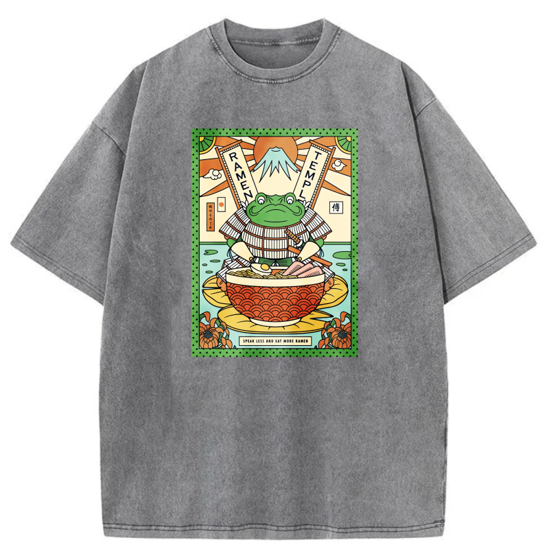 Frog In Bowl With Mount Fuji Background tshirt 100% cotton
