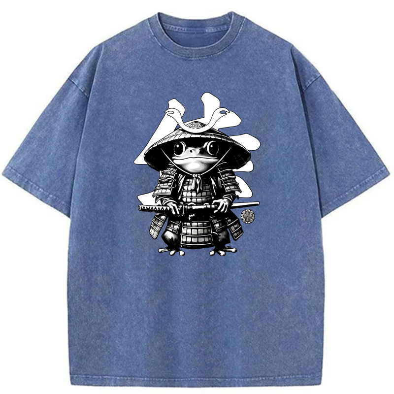 Samurai Frog With Hat And Sword tshirt 100% cotton