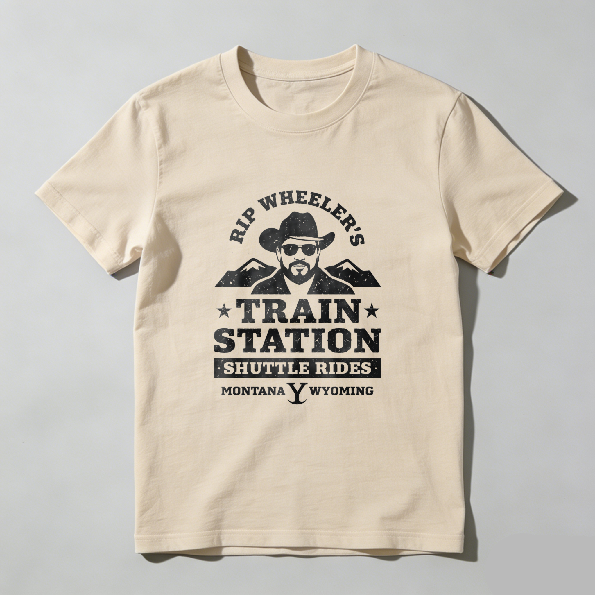 TEECURENT Rip Wheelers Train Station Shuttle Rides Montana Wyoming T Shirt