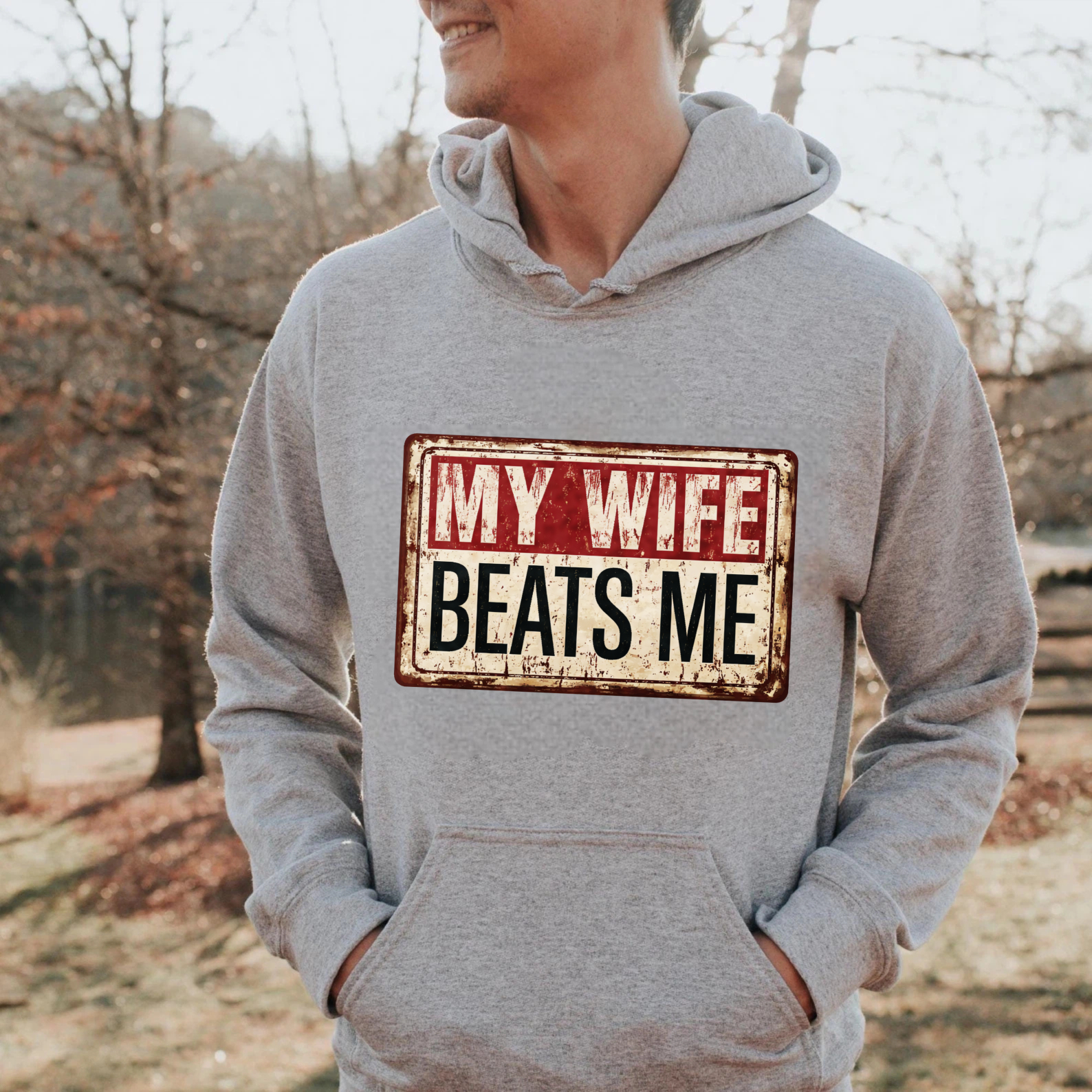 TEECURENT Gildan My Wife Beats Me Hoodie Funny Couple Shirt For Men Women Gift Sweatshirt Casual Wear