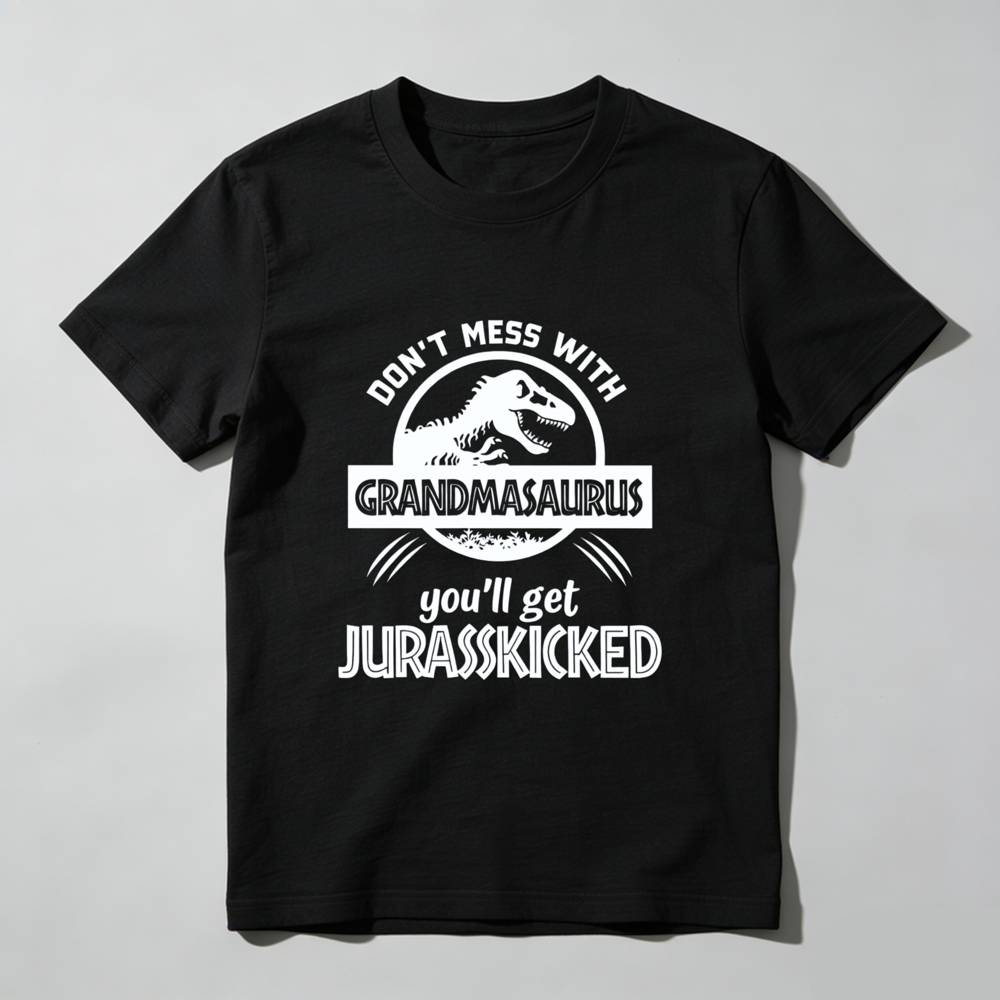 TEECURENT Dont Mess With Grandmasaurus Youll Get Jurasskicked Funny Dinosaur Shirt For Grandma Mother Birthday Gift Humor Tshirt WOMEN