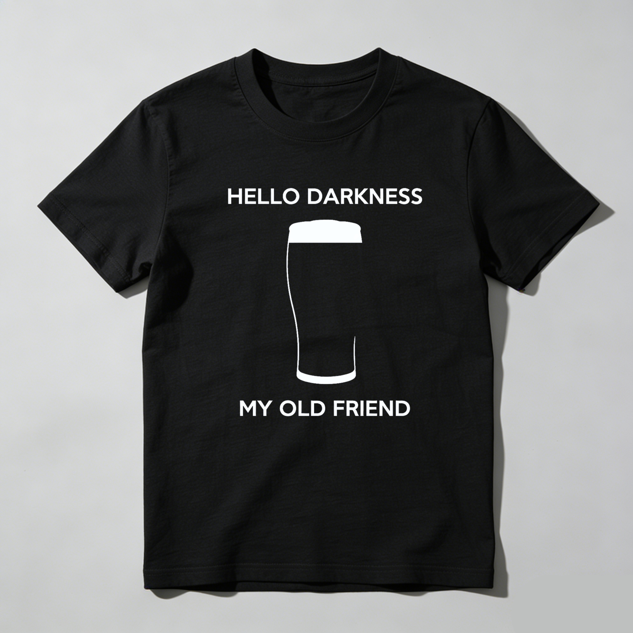 TEECURENTHello Darkness My Old Friend Beer Glass T Shirt Black Humor Funny Quote Men Women Casual Top-TeeCurent