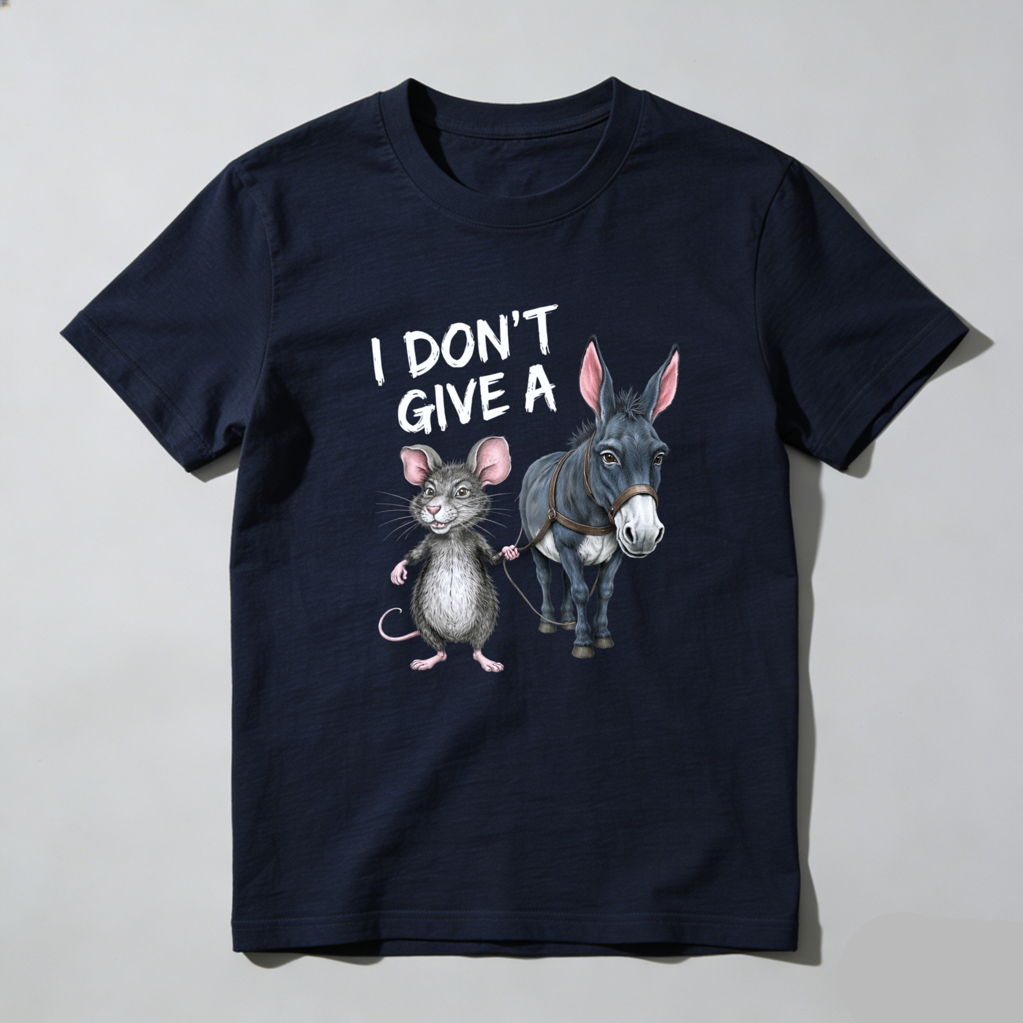 TEECURENT I Dont Give A Mouse And Donkey Funny T-Shirt Humor Animal Design Casual Wear-TeeCurent