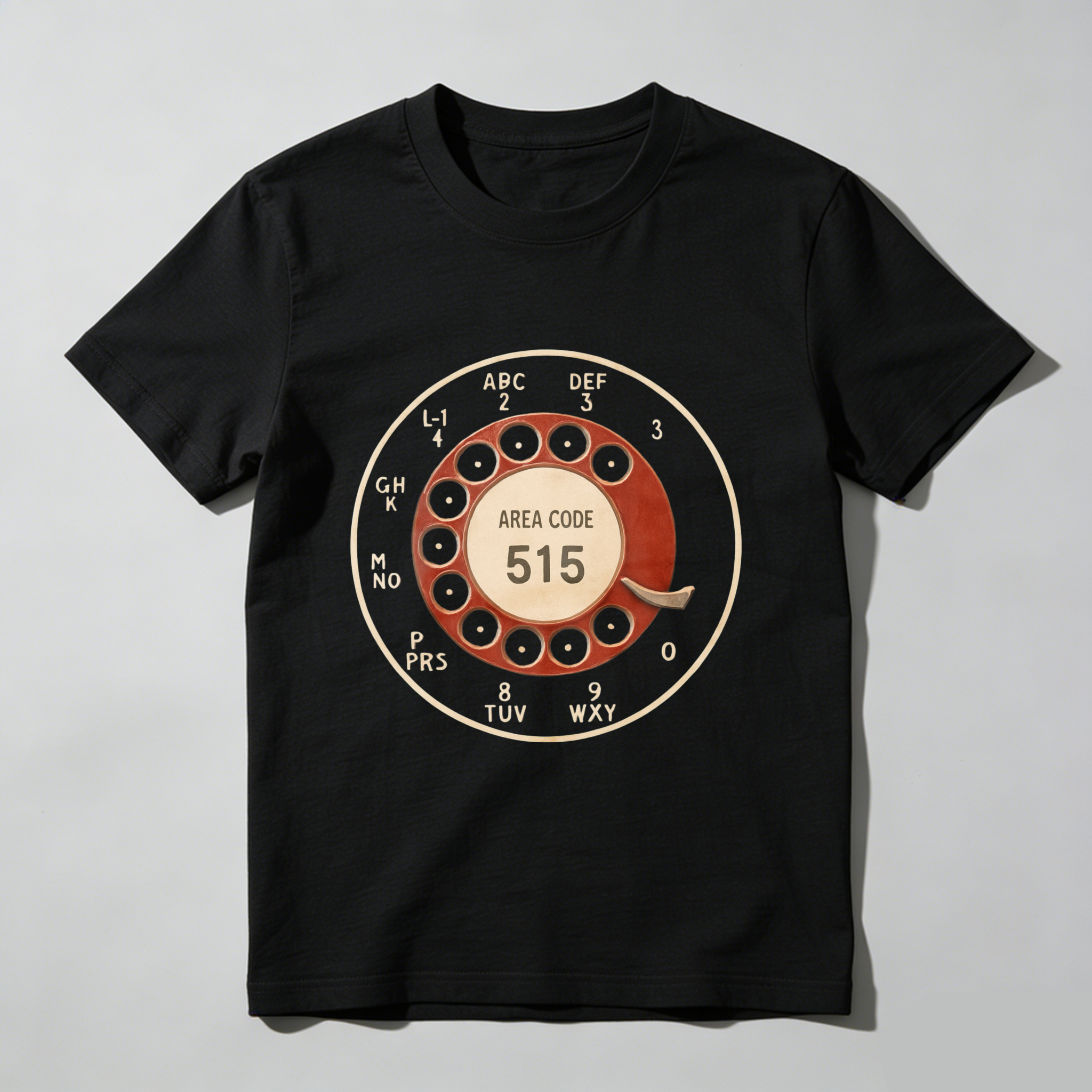 Area Code 515 Rotary Dial Phone T-Shirt Made In Usa