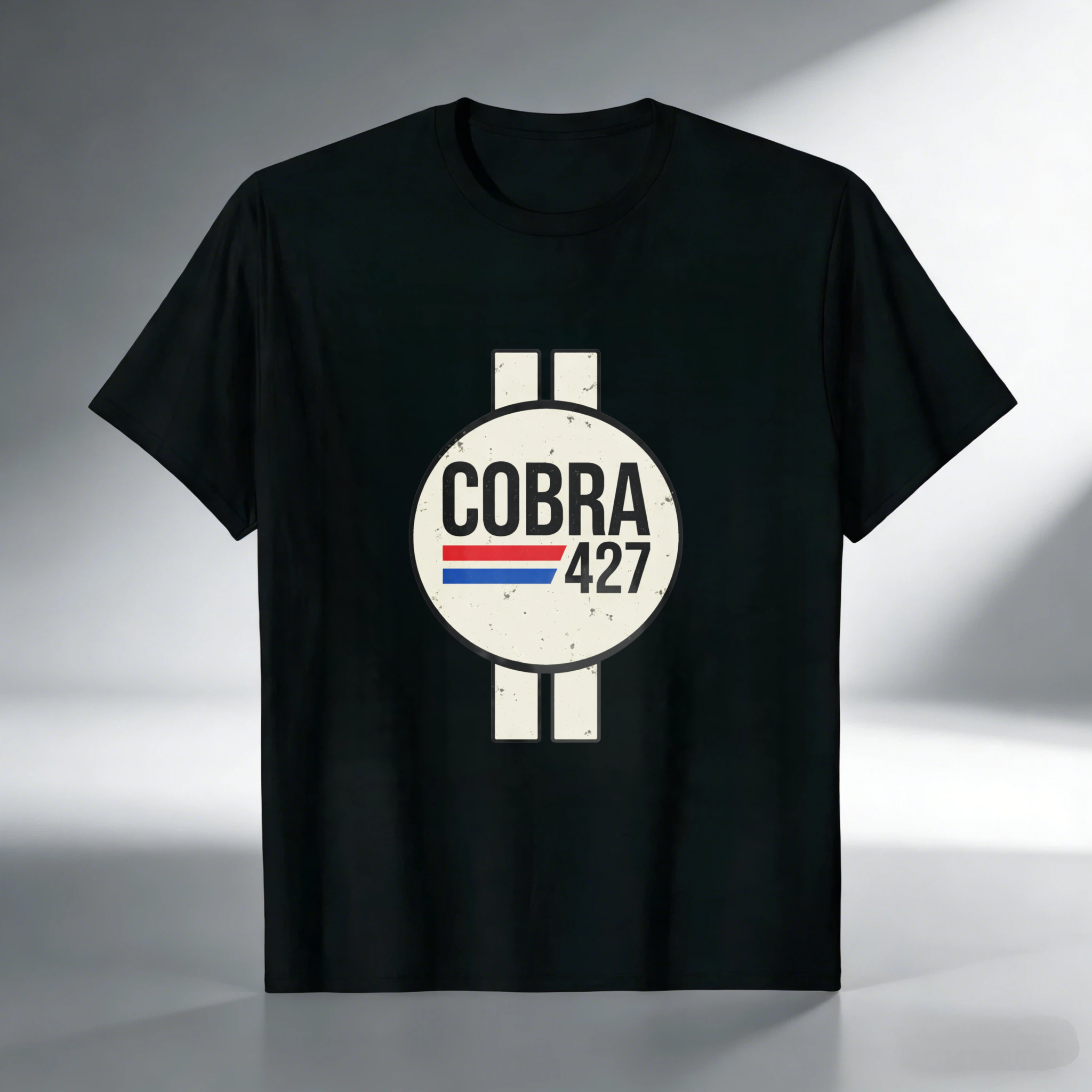 Cobra 427 Classic Car Logo T Shirt Black Vintage Racing Design Men Women Unisex Apparel