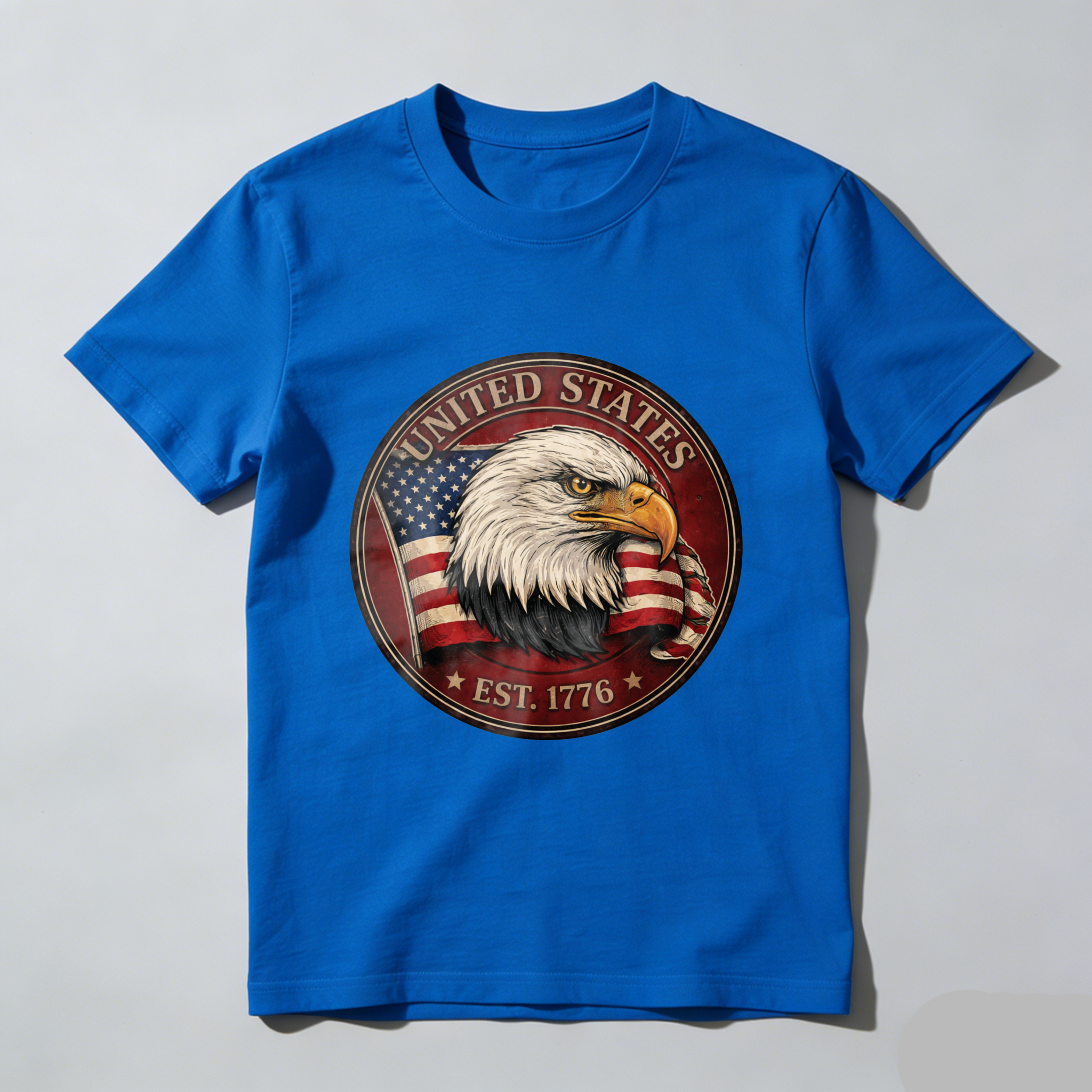 United States Eagle American Flag Patriotic T-Shirt Est 1776 Black Men's Classic Fit Shirt