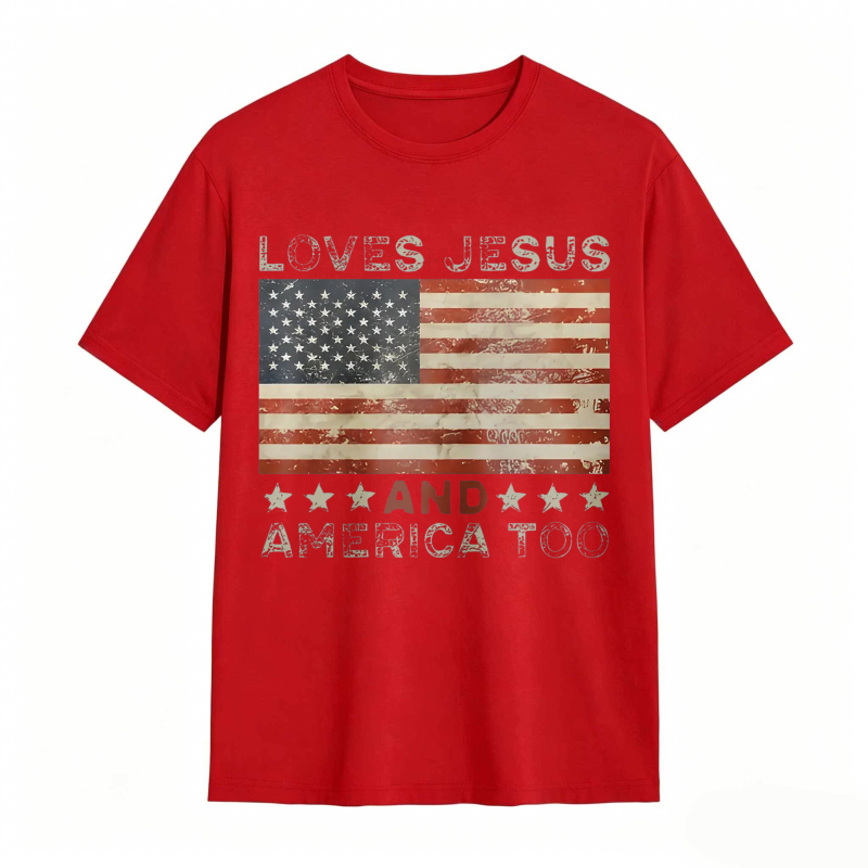 American Flag Print Graphic Tee