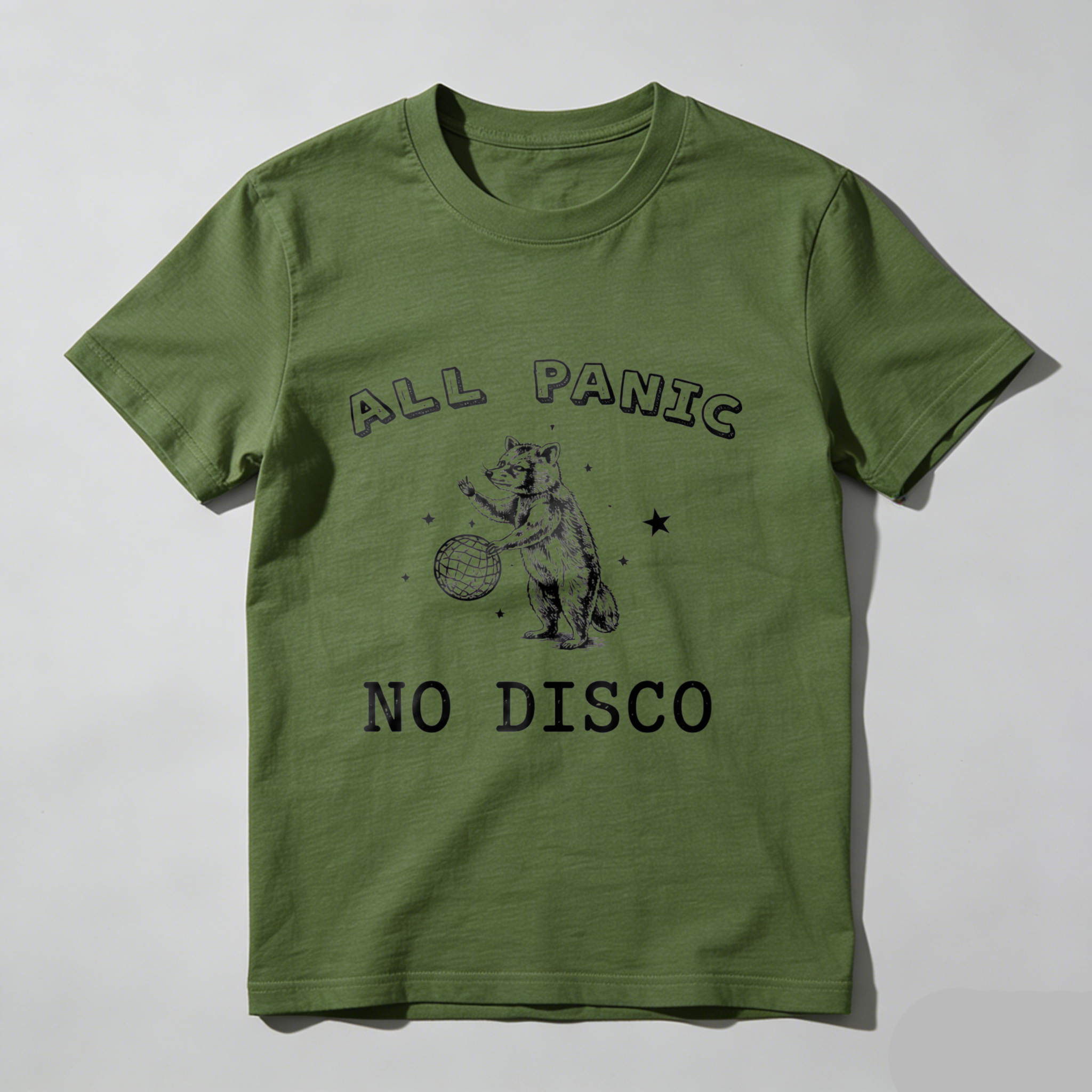 All Panic No Disco Bear T Shirt With Disco Ball And Stars Graphic Design For Men Women Unisex Fashion Casual Wear
