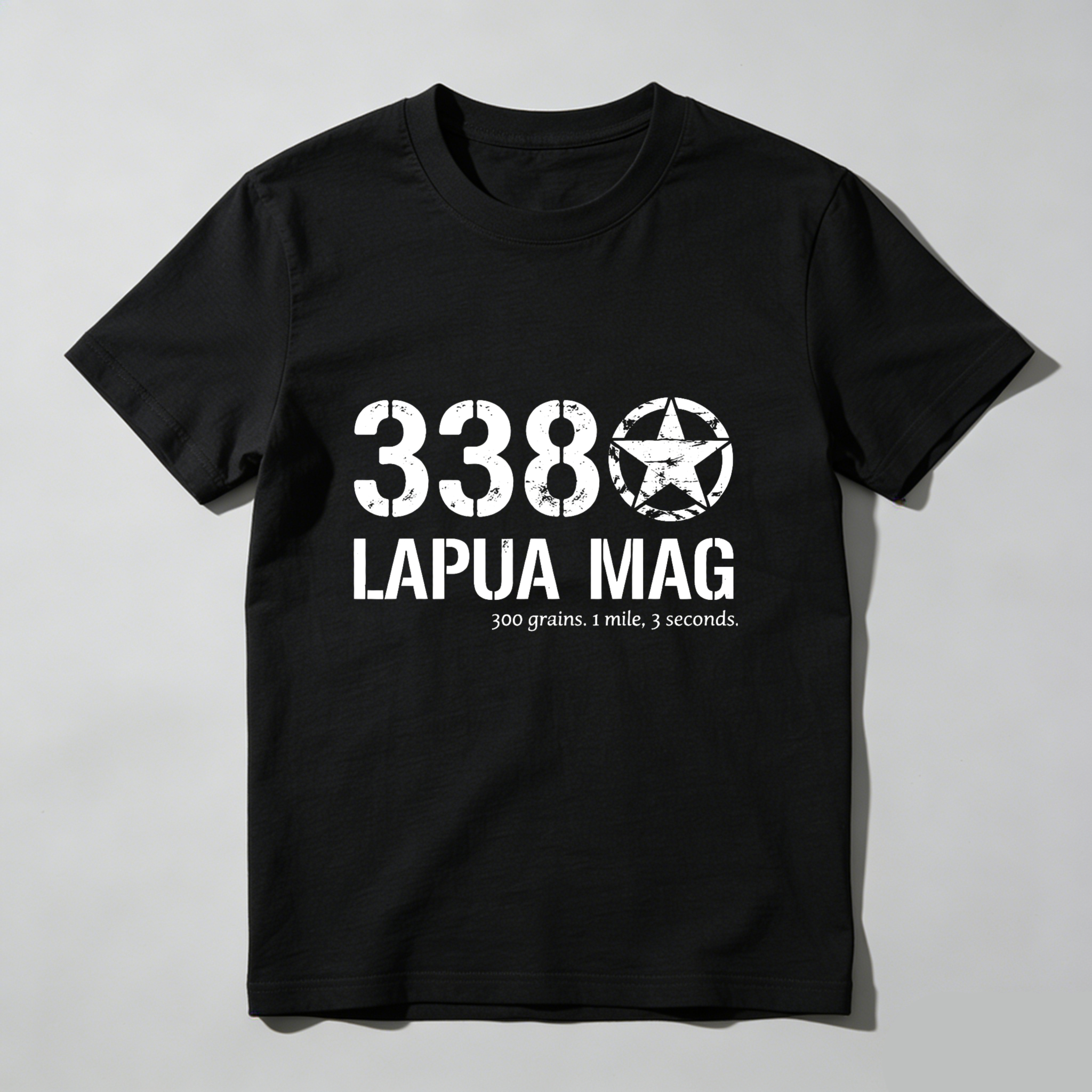 Teecurent 338 Lapua Mag 300 Grains 1 Mile 3 Seconds Pure Cotton Short Sleeve T-Shirt