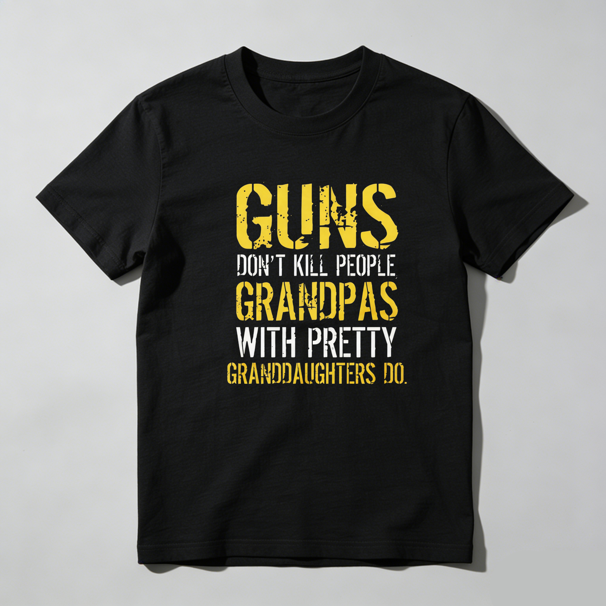 TEECURENT Guns Dont Kill People Grandpas With Pretty Granddaughters Do Pure Cotton Short Sleeve T Shirt-TeeCurent