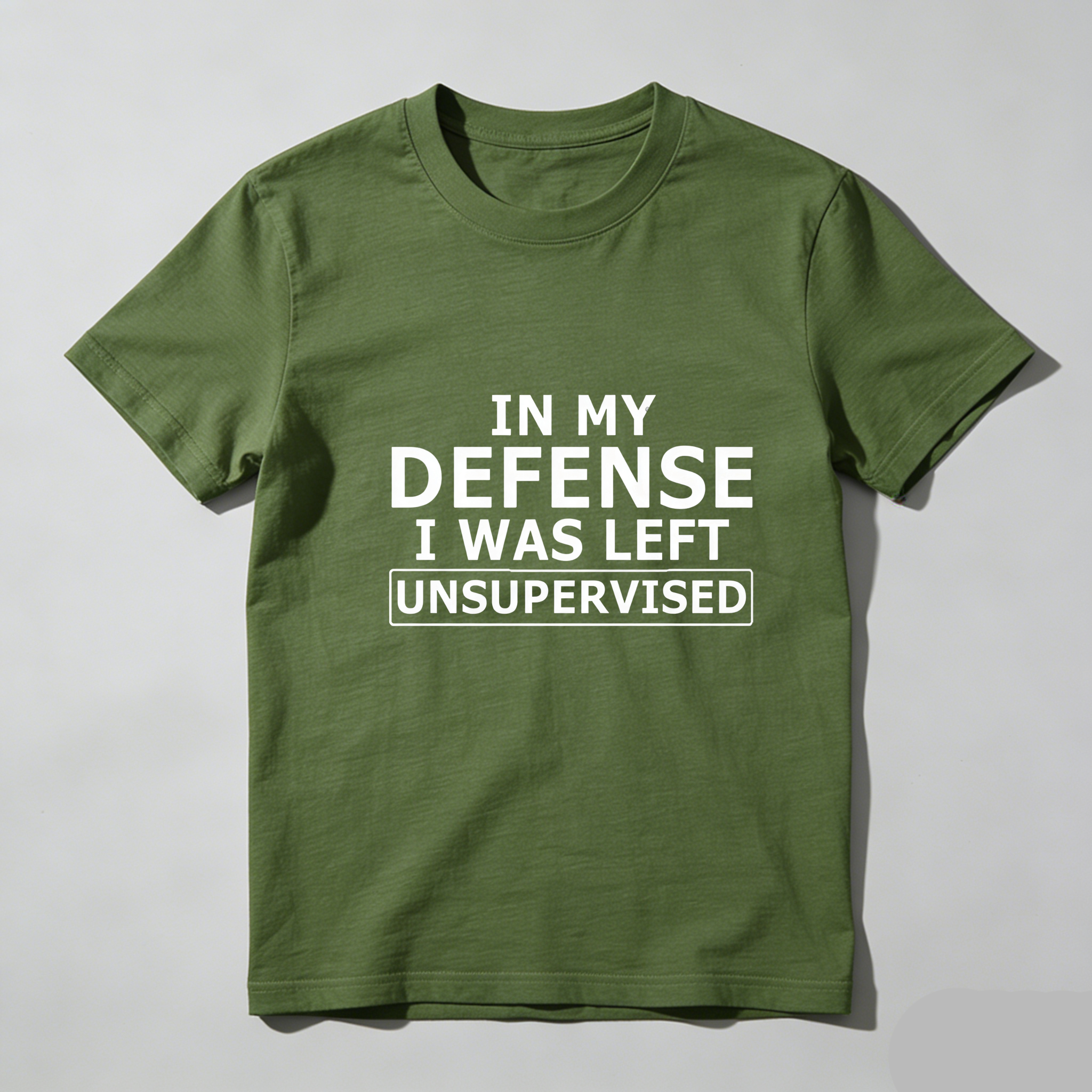 TEECURENT In My Defense I Was Left Unsupervised Pure Cotton Short Sleeve T Shirt-TeeCurent