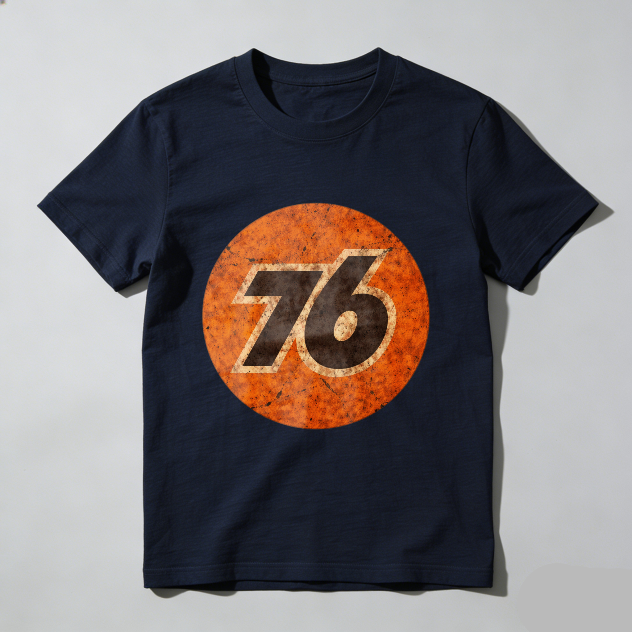 76 Logo Vintage Style Black T Shirt