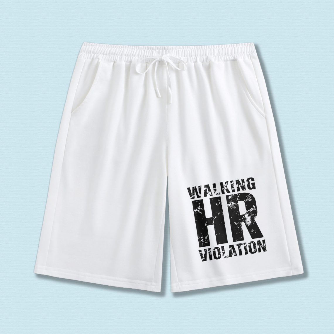 TEECURENT Walking Hr Violation Shorts Men Women Casual Drawstring Sport Shorts For Workout Gym Beach Summer Wear