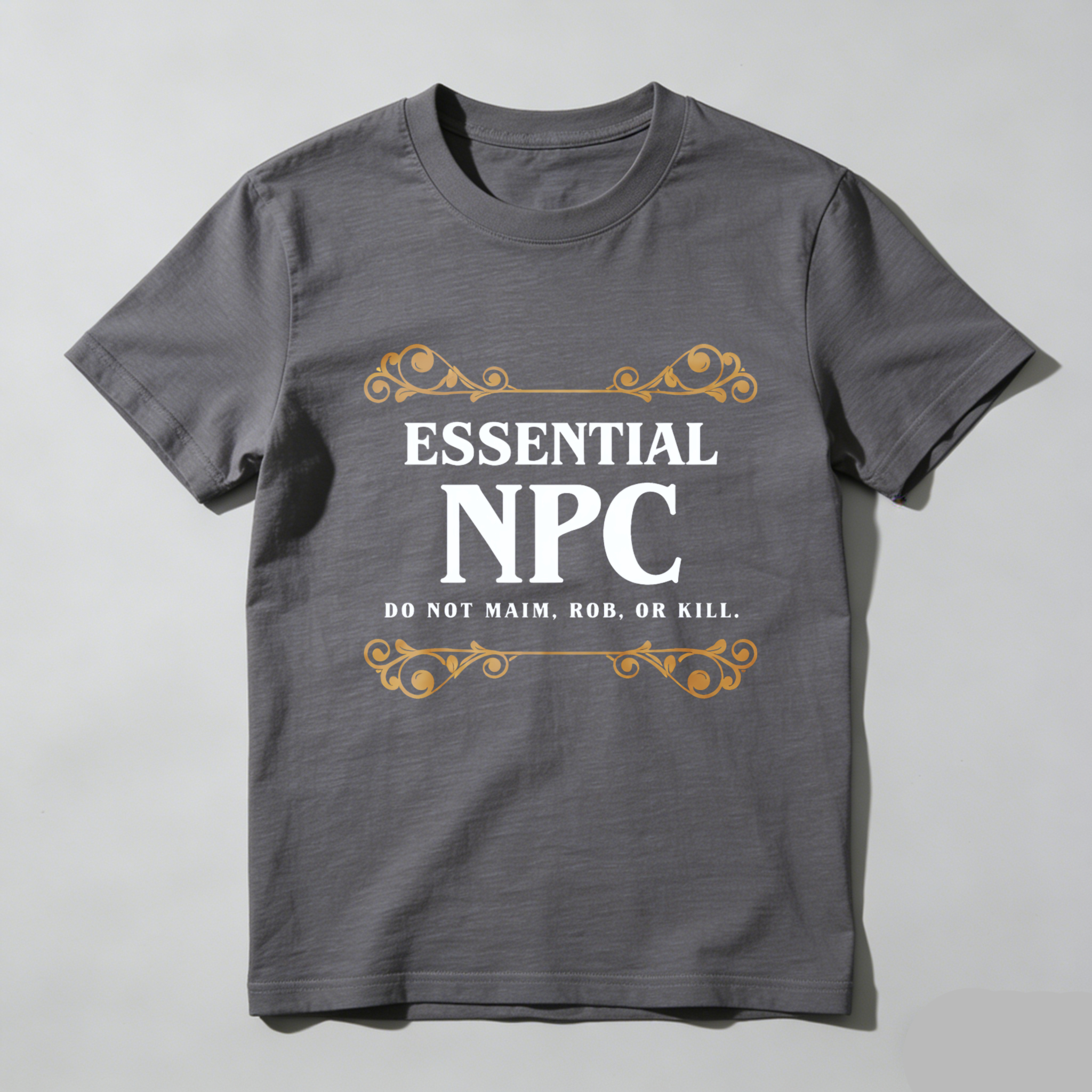 TEECURENT Essential Npc Do Not Maim Rob Or Kill T Shirt Gamer Humor Role Playing Game Rpg Costume Party Gift