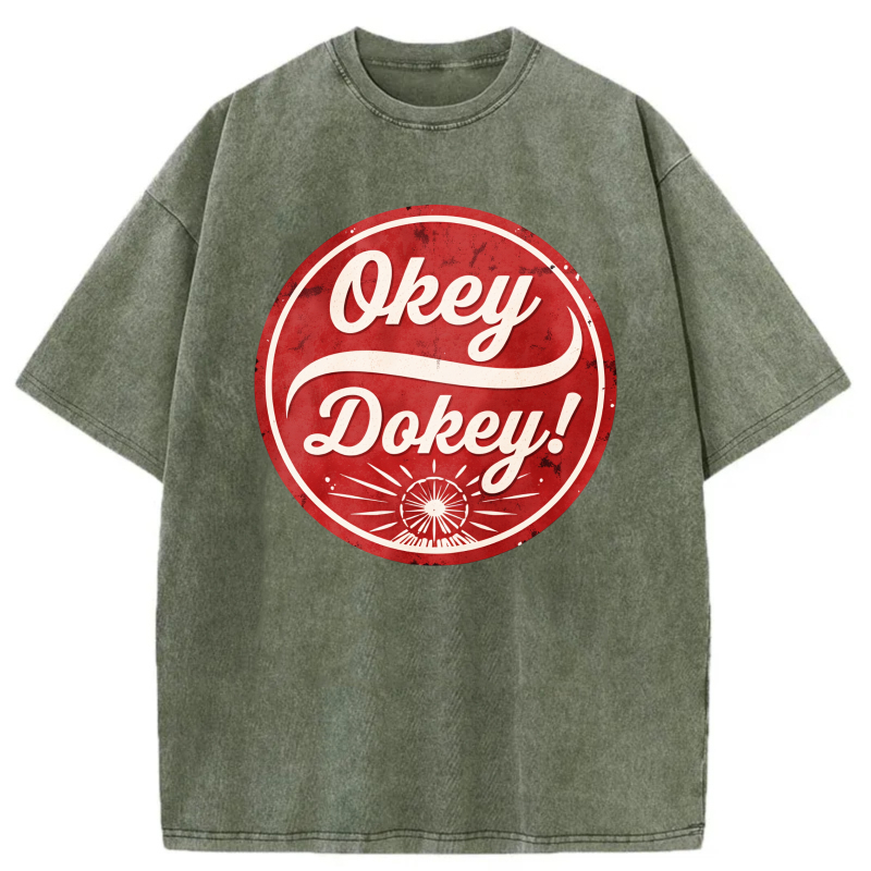 Okey Dokey Red Circle Logo Print tshirt 100% cotton