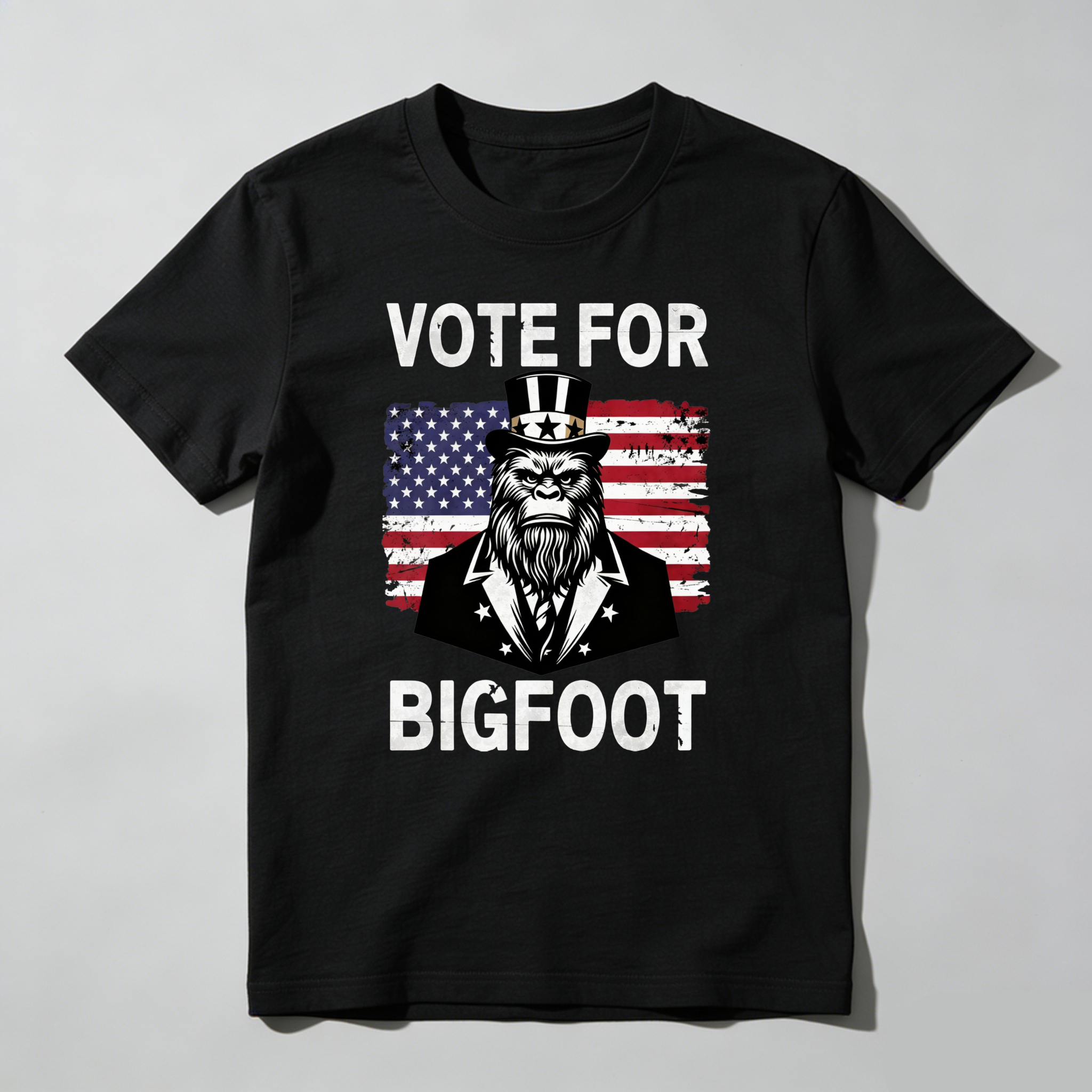 TEECURENT Vote For Bigfoot America Pure Cotton Short Sleeve T Shirt-TeeCurent