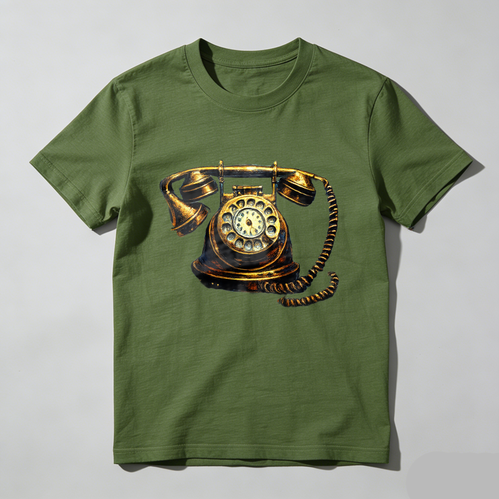 Vintage Rotary Telephone Graphic T-Shirt Made In Usa Black Classic Retro Phone Design Unisex Casual Wear