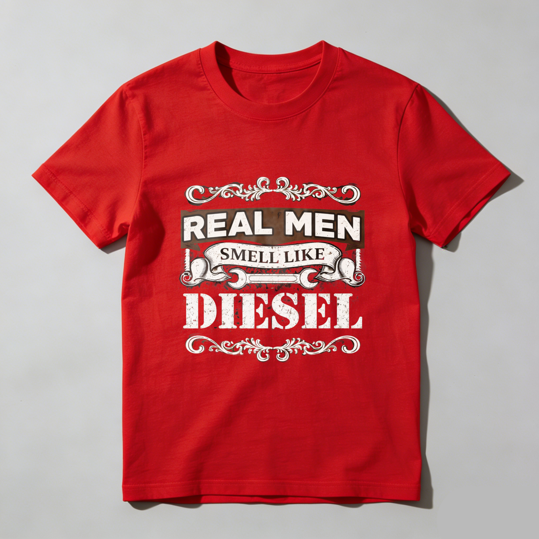 Real Men Smell Like Diesel T-Shirt For Men Mechanical Workwear Gift For Truck Drivers And Mechanics