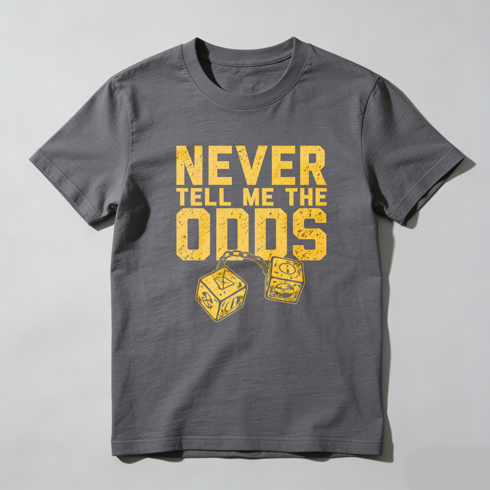TEECURENT Never Tell Me The Odds T Shirt Star Wars Inspired Quote With Dice Design Black Men Women Casual Wear