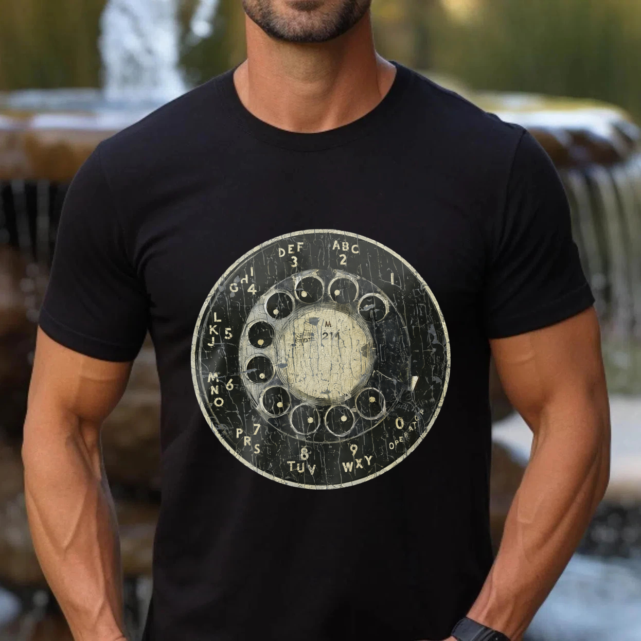 Vintage Rotary Dial Phone T-Shirt Made In Usa Retro Telephone Design Black Cotton Shirt Unisex Classic Style Gift For Tech Enthusiasts