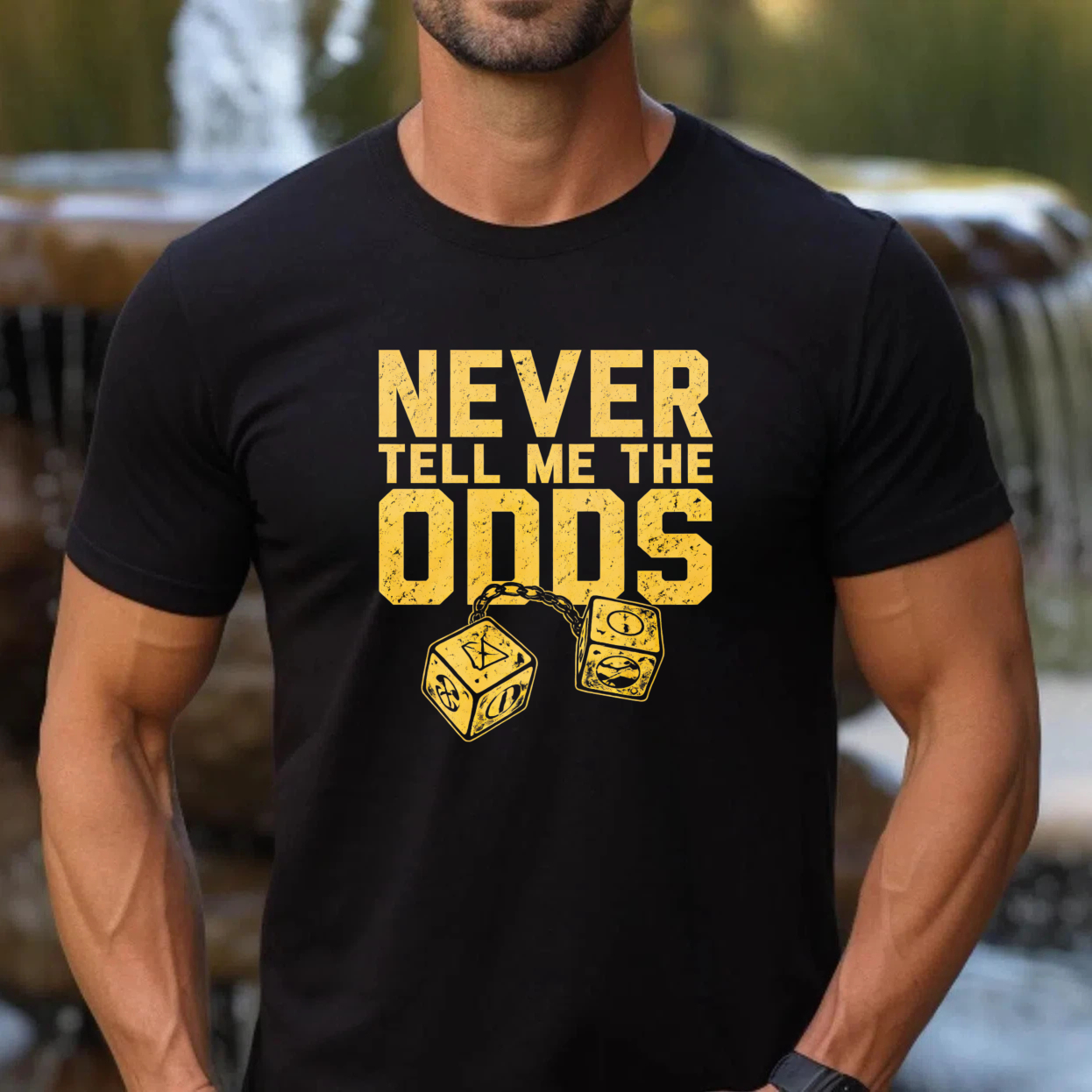TEECURENT Never Tell Me The Odds T Shirt Star Wars Inspired Quote With Dice Design Black Men Women Casual Wear