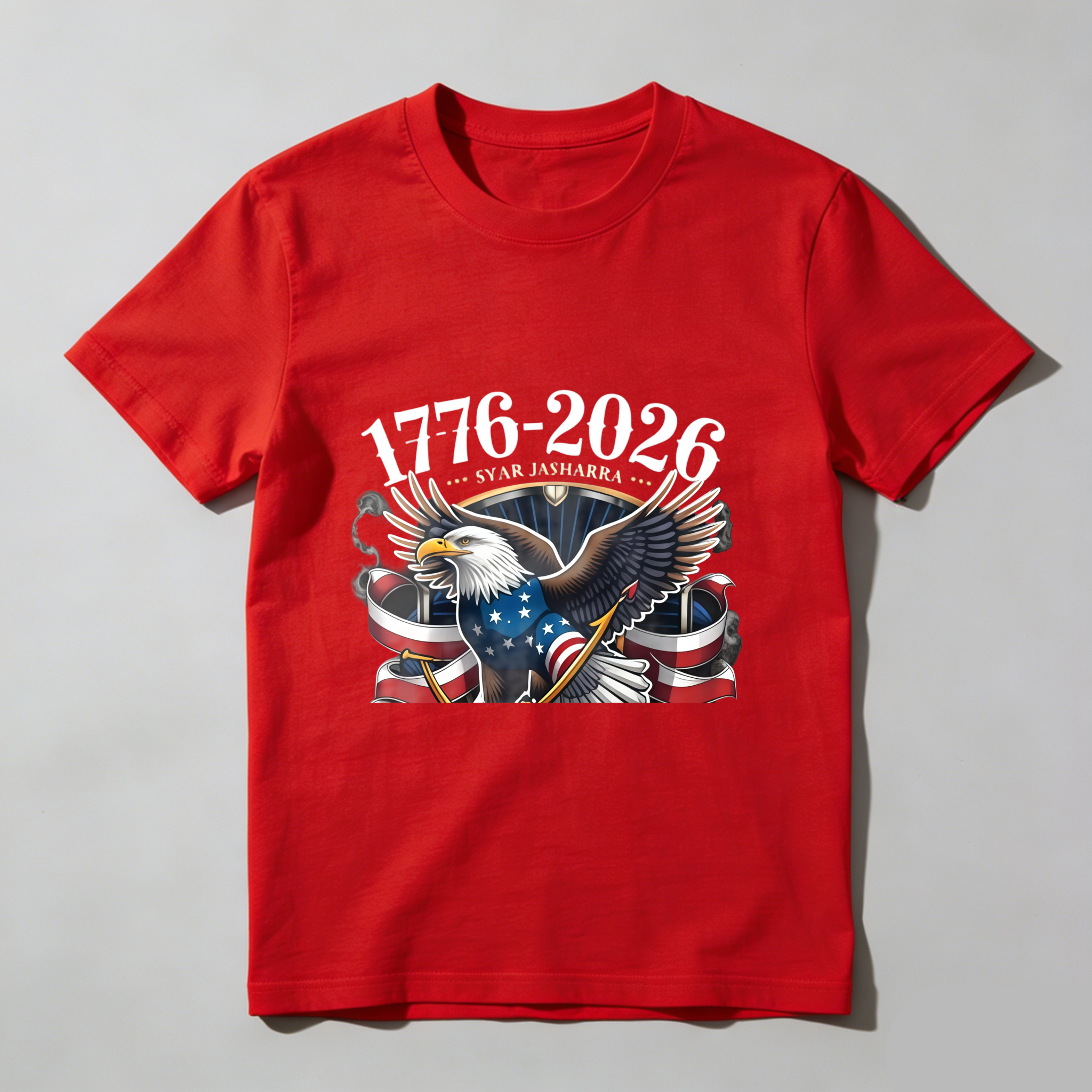 TEECURENT T-SHIRT  Eagle Flag Stars Stripes 1776 2026 America