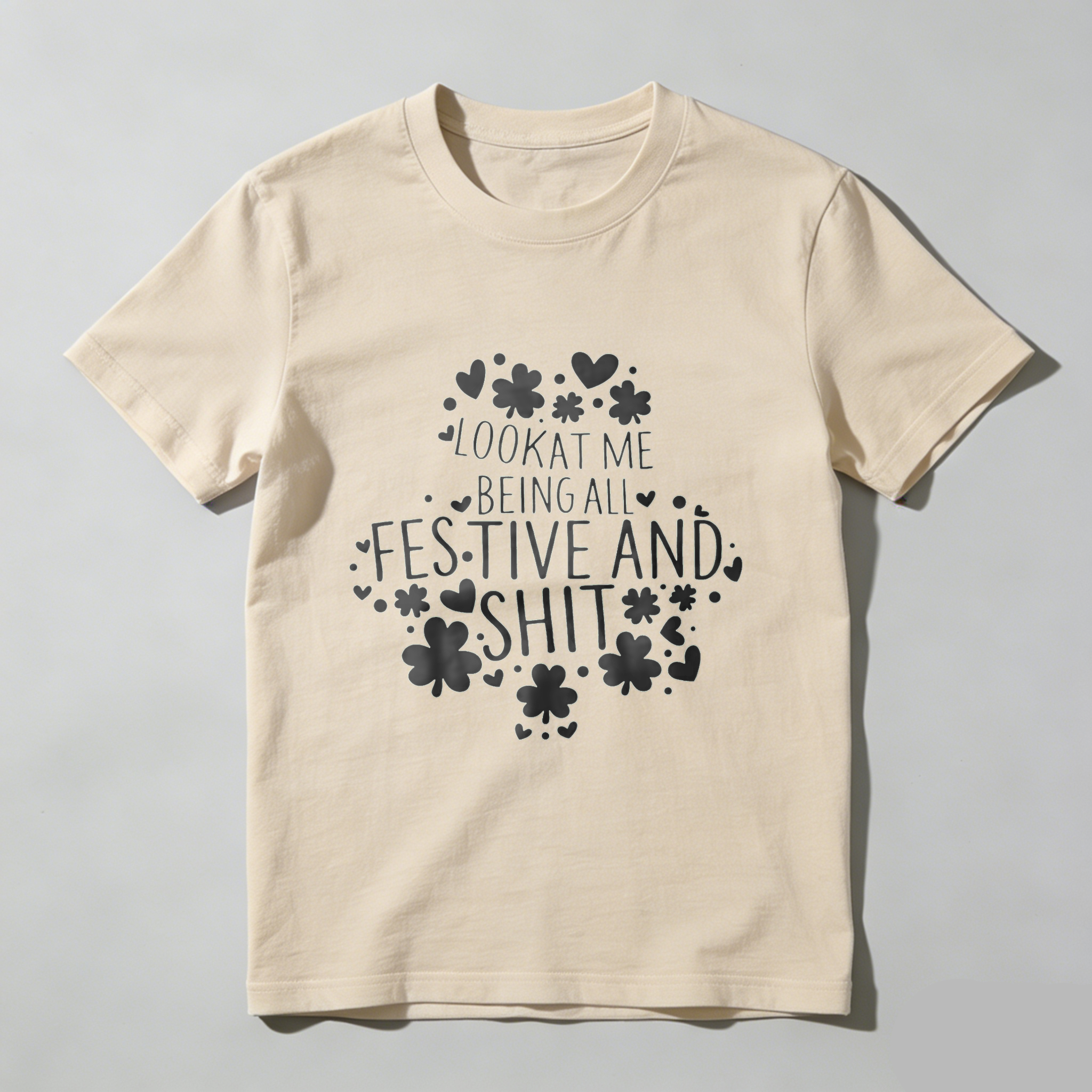 TEECURENT Look At Me Being All Festive And Shit Christmas T-Shirt Funny Holiday Shirt For Men Women Casual Wear Gift Idea