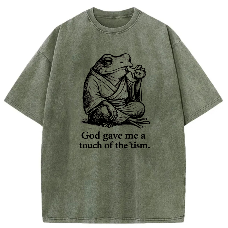 Frog In Meditation Pose With Text tshirt 100% cotton