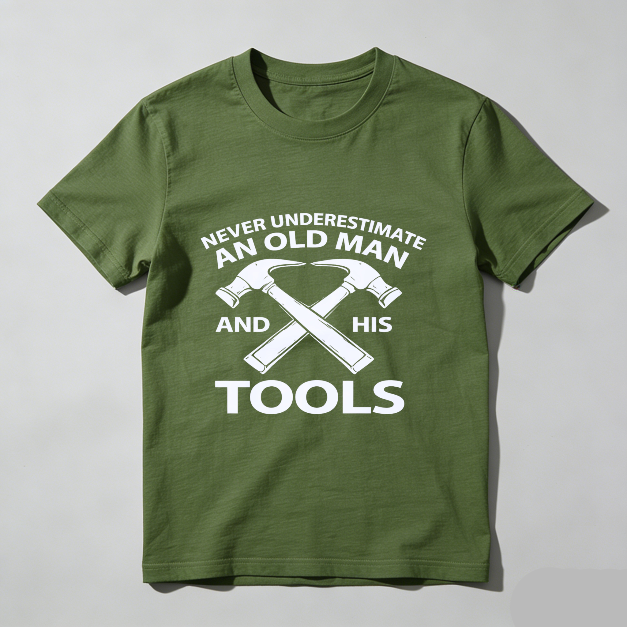 Never Underestimate An Old Man And His Tools T Shirt For Men Construction Worker Gift Humor Statement Shirt
