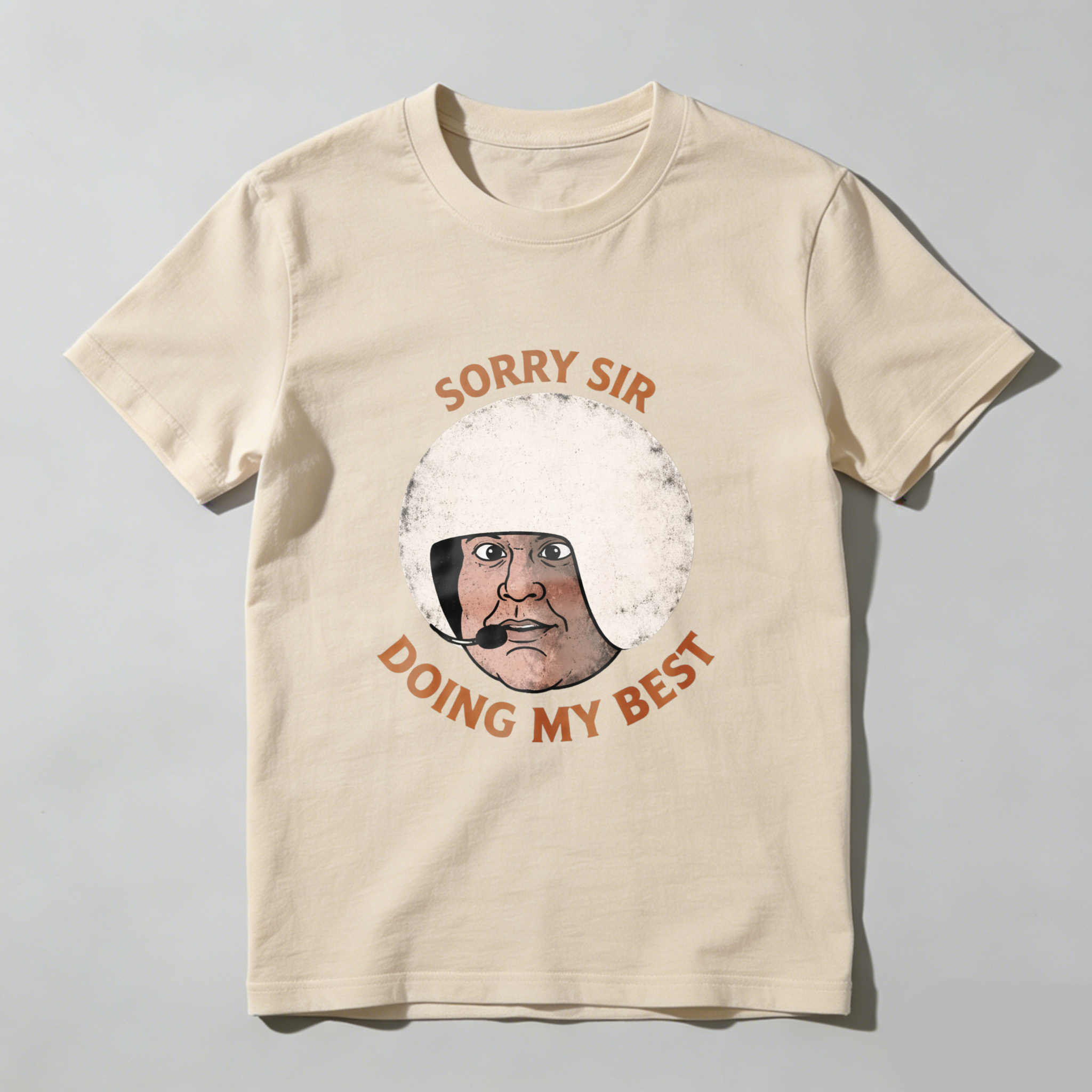 TEECURENT Sorry Sir Doing My Best T-Shirt Funny Humor Shirt With Cartoon Face Design For Men And Women