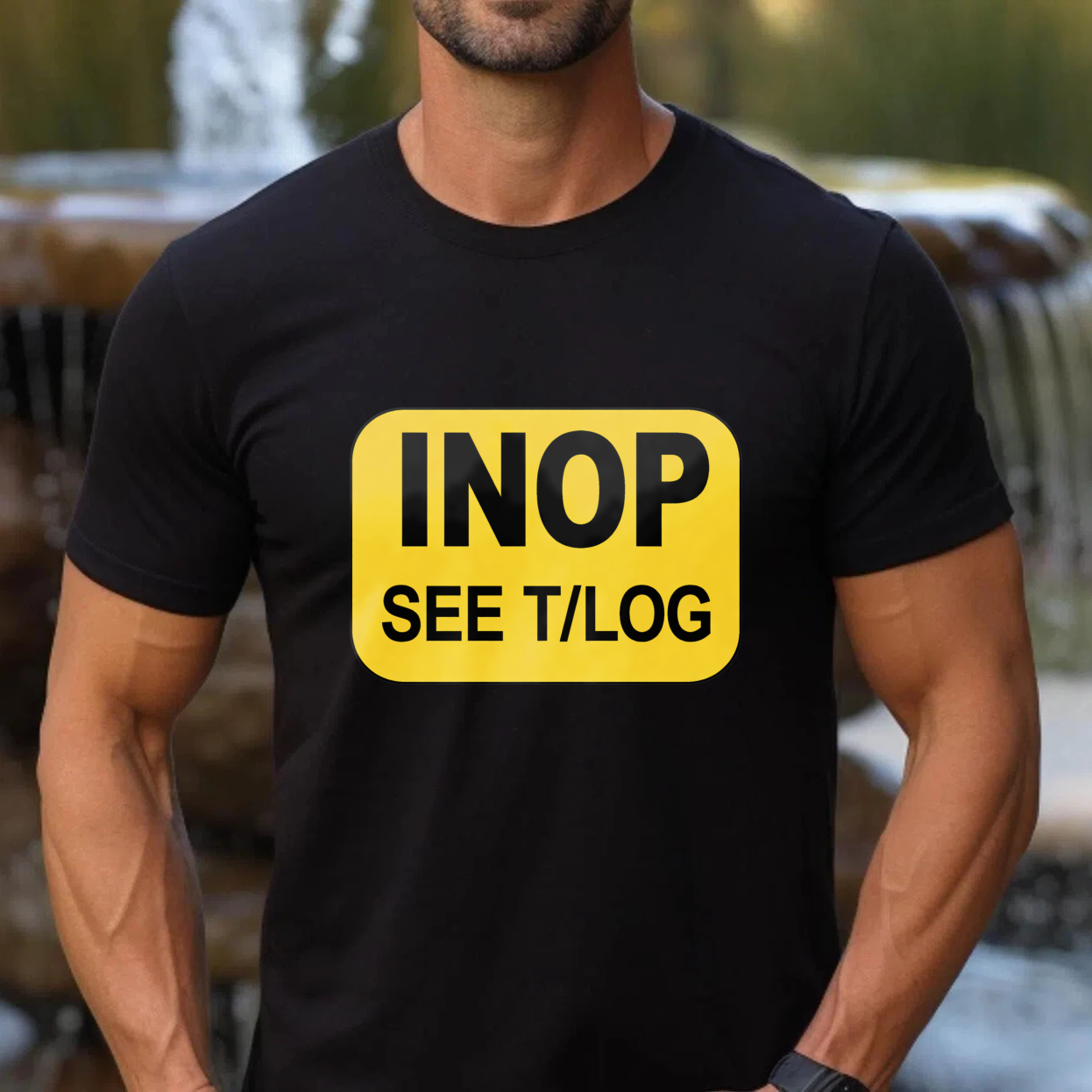Inop See T Log Aviation Warning Sign T Shirt Black Men Women Unisex Crewneck Shirt