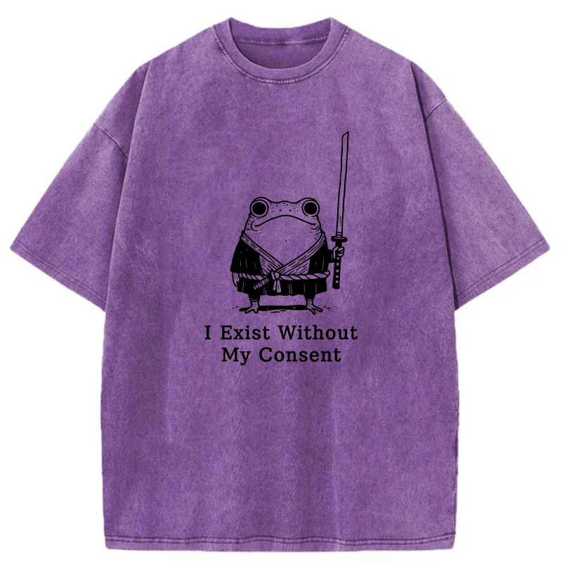 Frog With Sword And Text Below tshirt 100% cotton