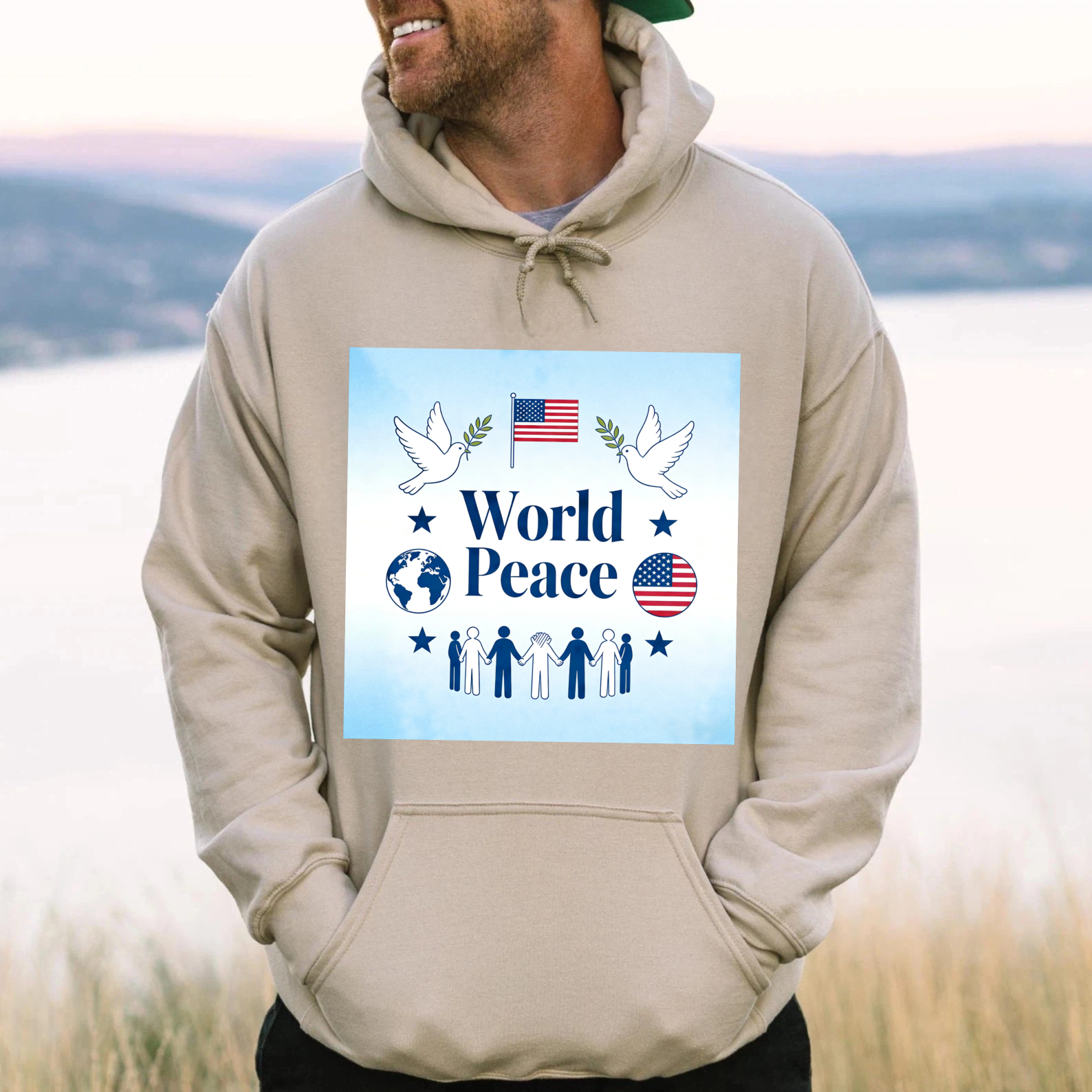TEECURENT World Peace Usa Flag Dove And Globe Design Hoodie For Men Women Unisex Sweatshirt With American Patriotism And Unity Theme