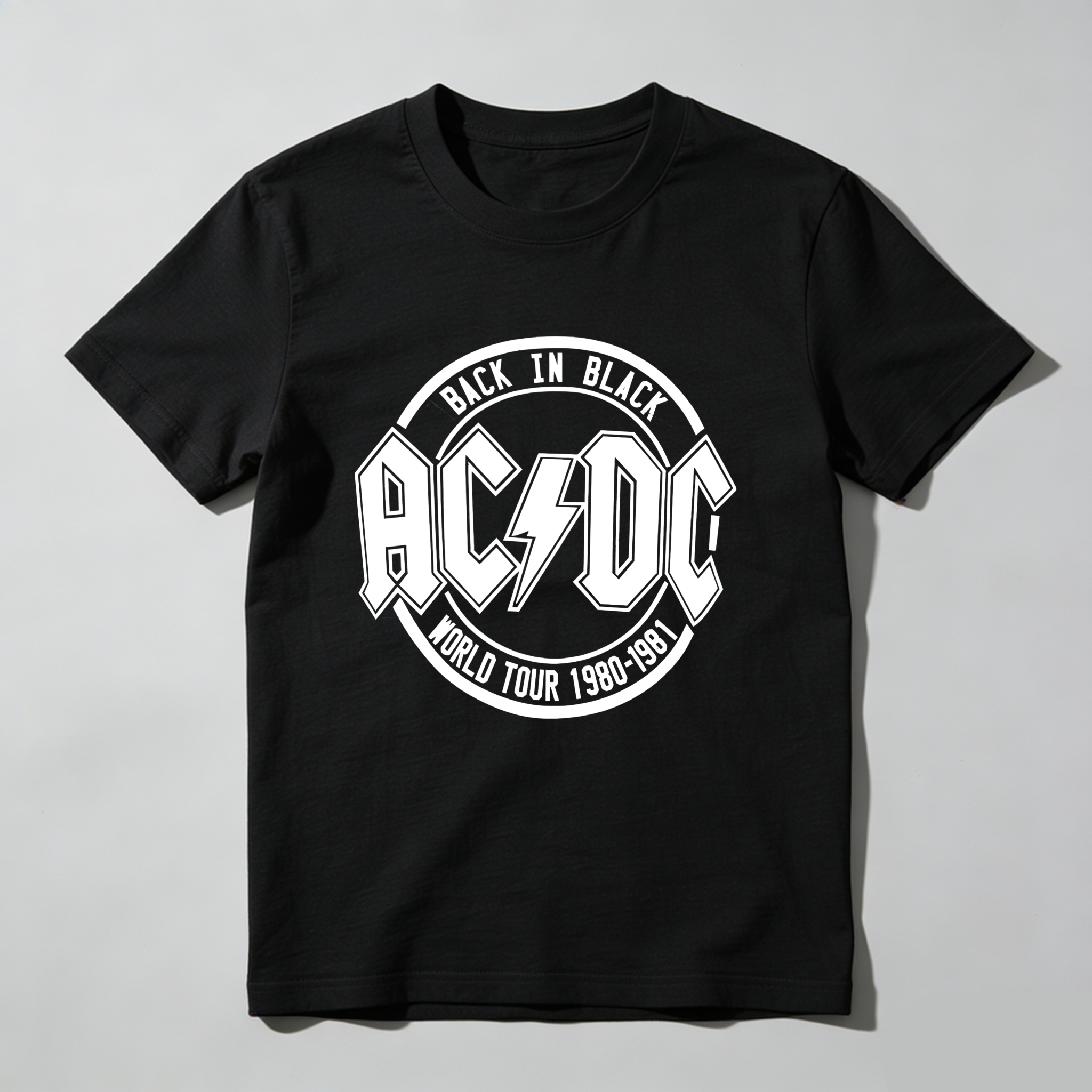 TEECURENT Back In Black Ac Dc World Tour 1980 1981 Pure Cotton Short Sleeve T Shirt-TeeCurent