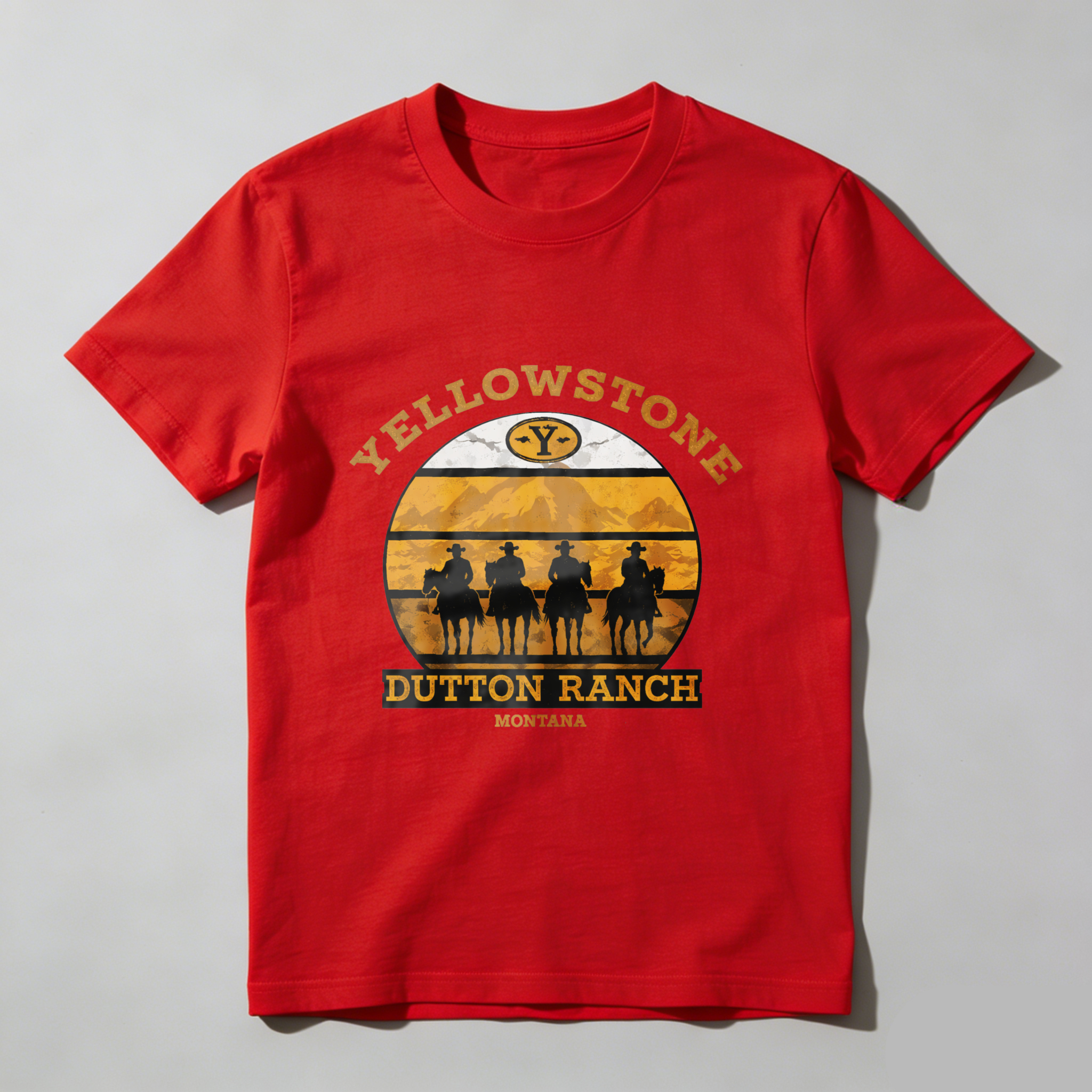 TEECURENT Yellowstone Dutton Ranch Montana Western Cowboy Horse Riding T-Shirt
